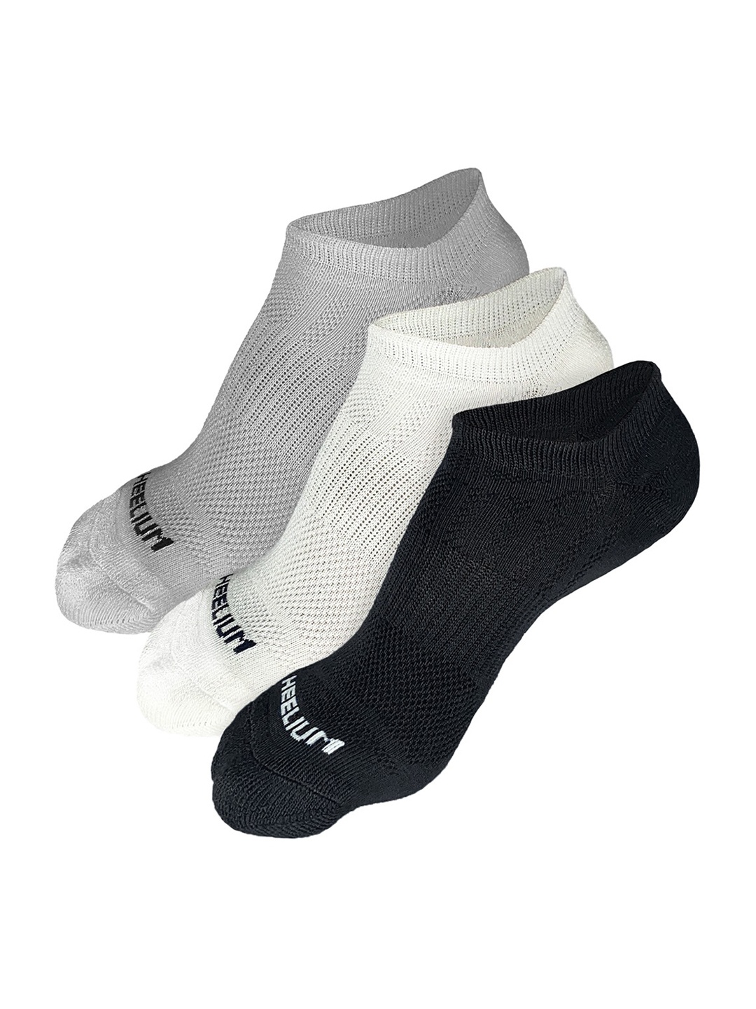 

Heelium Men Pack of 3 Odour-Free Breathable Anti-Bacterial Bamboo Ankle Length Socks, Grey melange