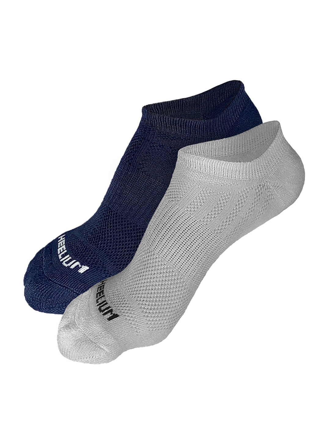 Heelium Men Pack of 2 Odour-Free Padded Base Anti-bacterial Bamboo Ankle Length Socks, Grey melange