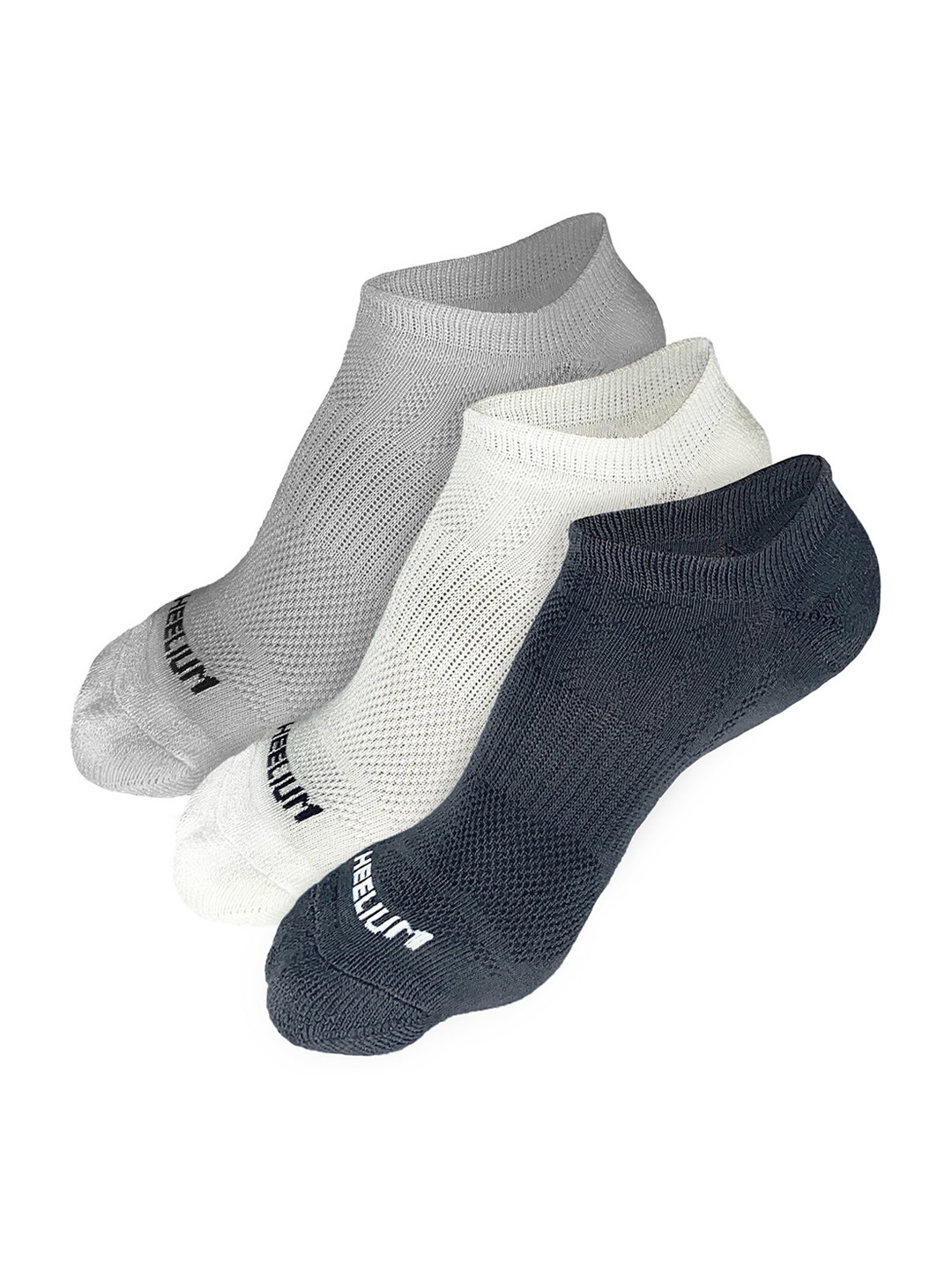 

Heelium Men Pack of 3 Odour-Free Padded Base Anti-bacterial Bamboo Ankle Length Socks, Grey