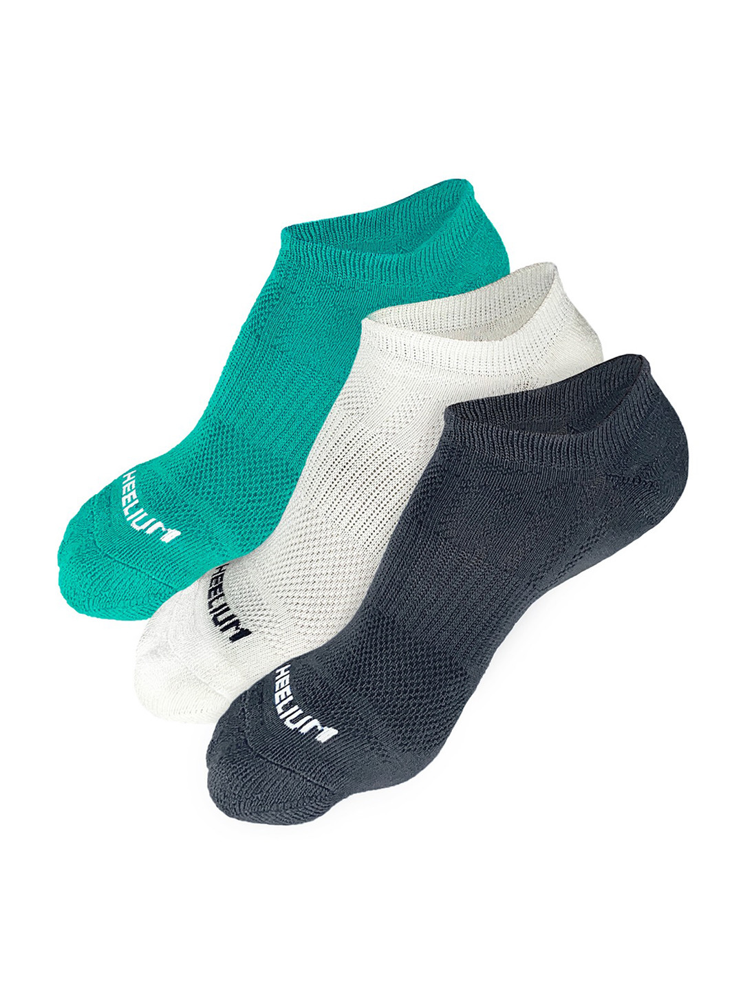 

Heelium Men Pack of 3 Odour-Free Padded Base Anti-bacterial Bamboo Ankle Length Socks, Blue