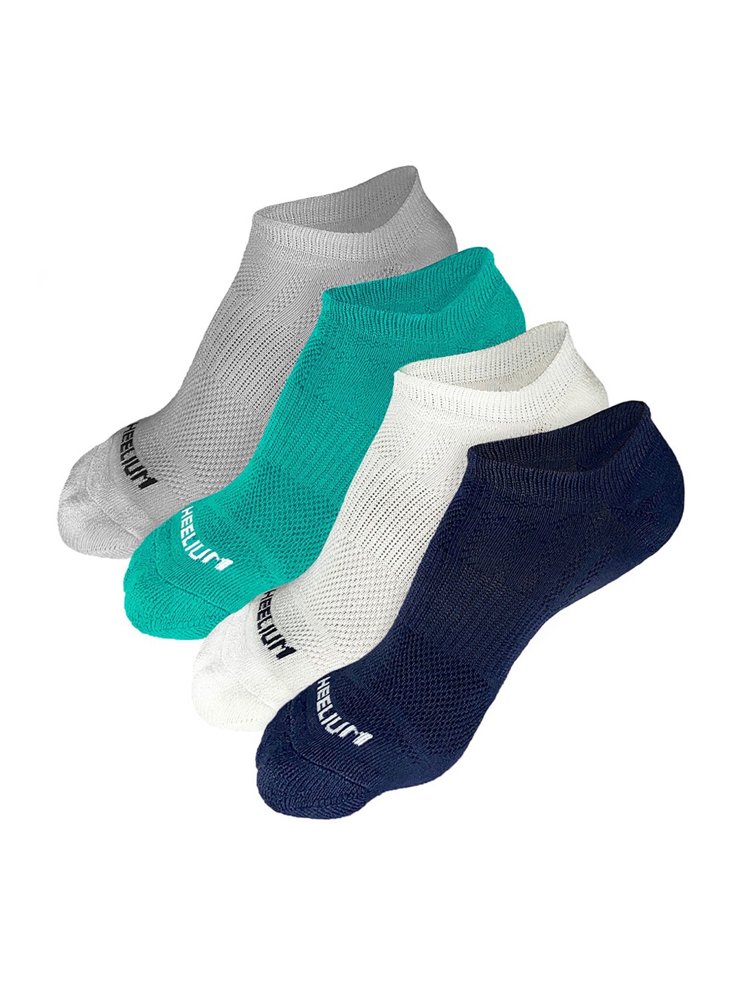 Heelium Men Pack of 4 Odour-Free Breathable Anti-Bacterial Bamboo Ankle Length Socks, Grey melange