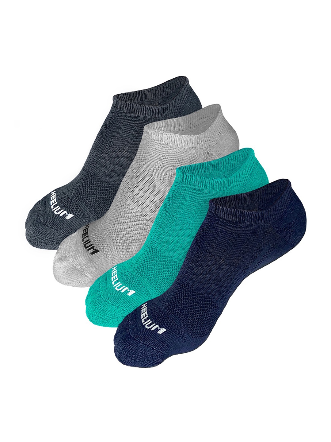 

Heelium Men Pack of 4 Odour-Free Breathable Anti-Bacterial Bamboo Ankle Length Socks, Grey melange