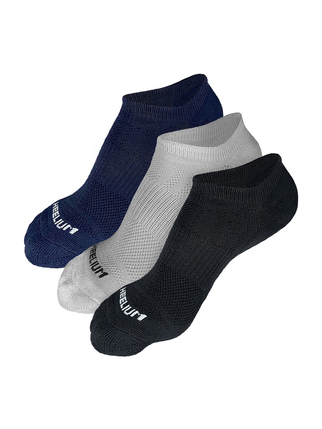 

Heelium Men Pack of 3 Odour-Free Padded Base Anti-bacterial Bamboo Ankle Length Socks, Grey melange