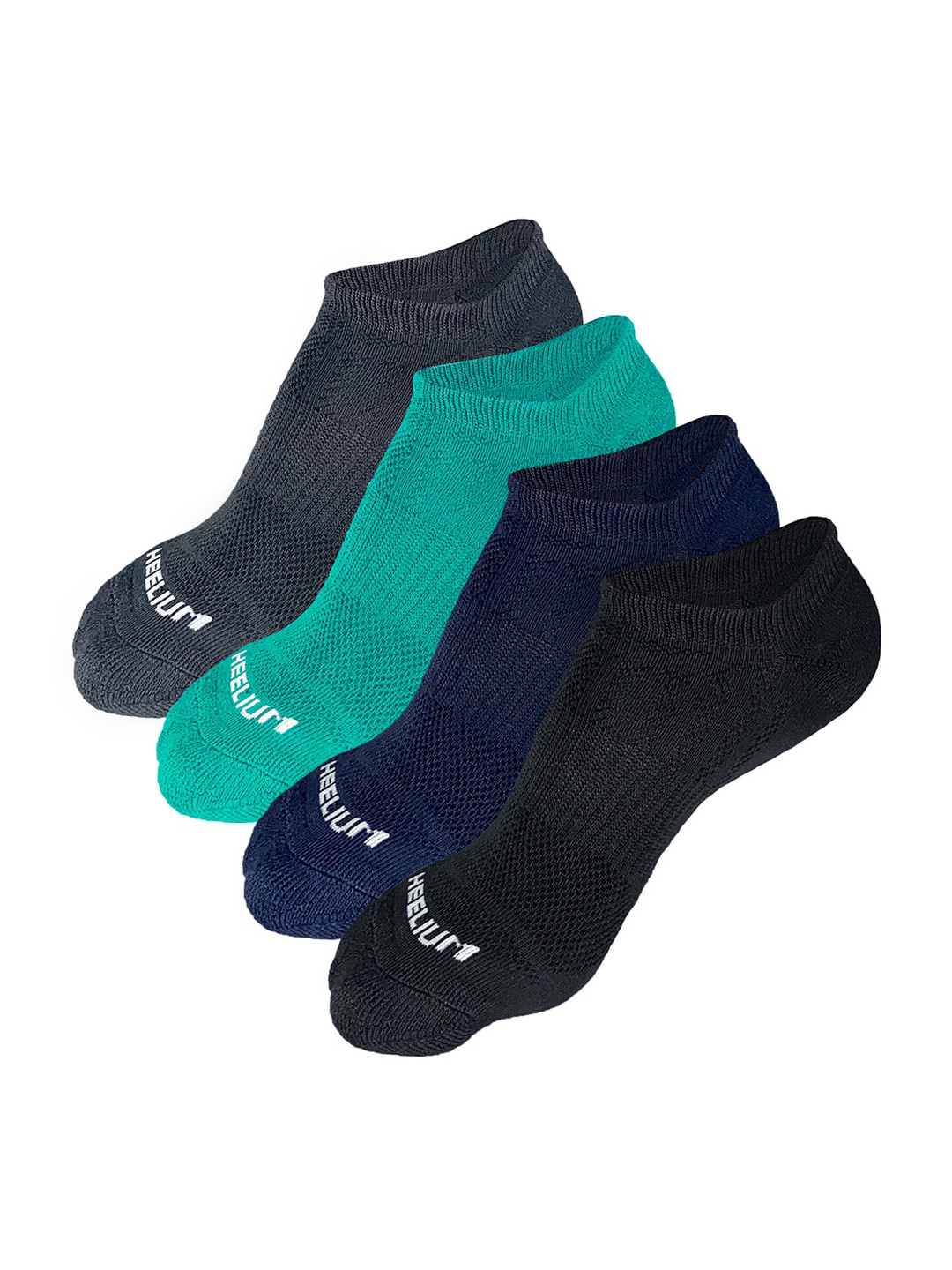 

Heelium Men Pack of 4 Odour-Free Padded Base Anti-bacterial Bamboo Ankle Length Socks, Teal