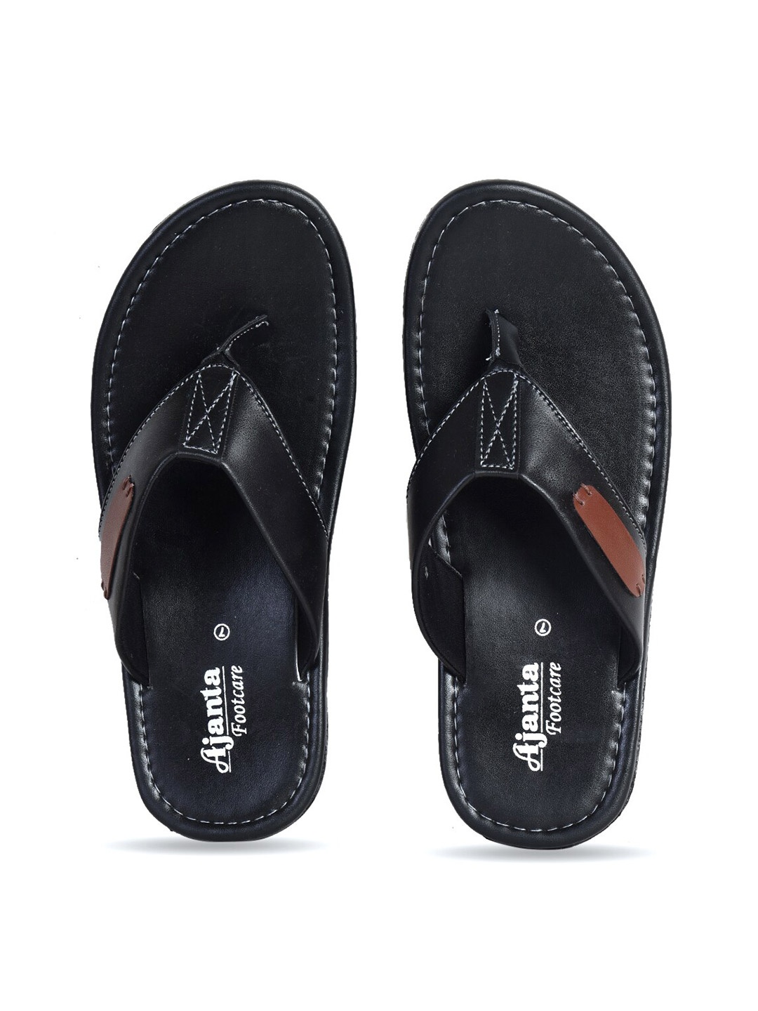 

Ajanta Men Black & Brown Printed Thong Flip-Flops