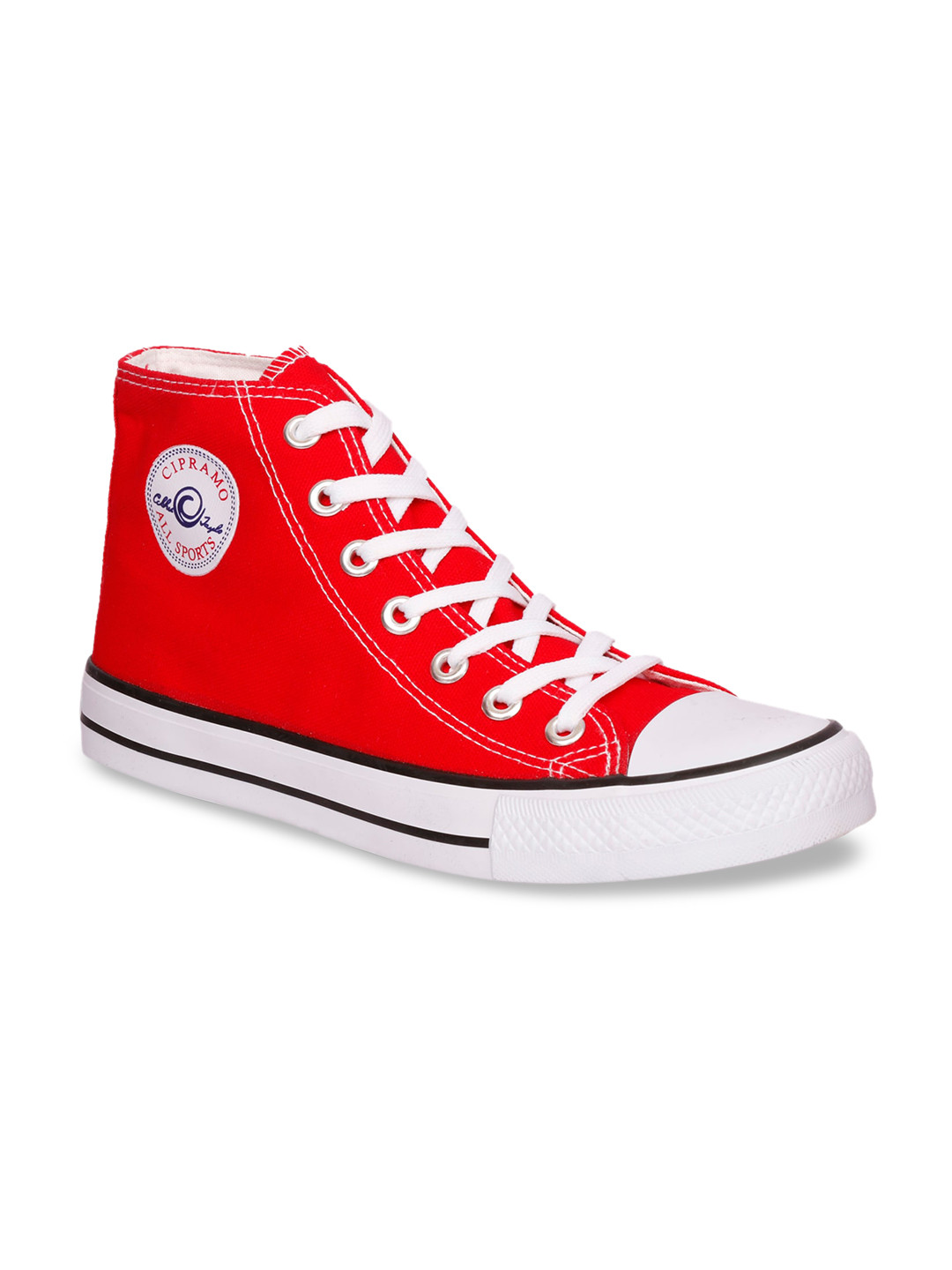 

MOZAFIA Men Canvas Lace-up Casual High Top Sneakers, Red