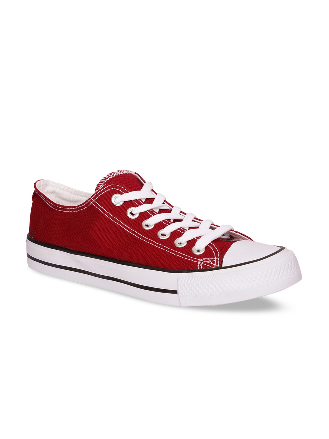 

MOZAFIA Men Canvas Lace-up Casual Low Top Canvas Sneakers, Maroon