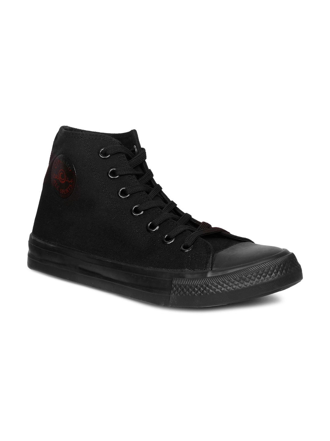 

MOZAFIA Men Canvas Lace-up Casual High Top Sneakers, Black