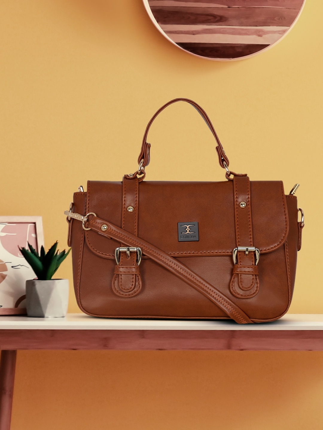 

ESBEDA Tan PU Structured Satchel