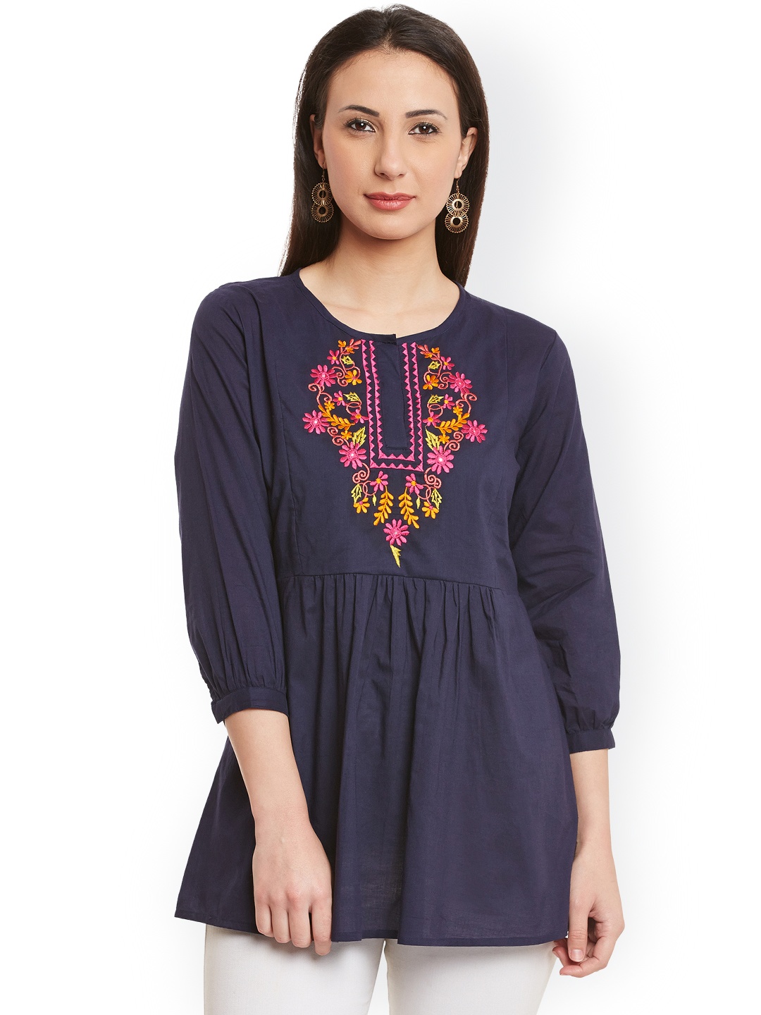 

Bhama Couture Navy Tunic with Embroidered Detail, Navy blue