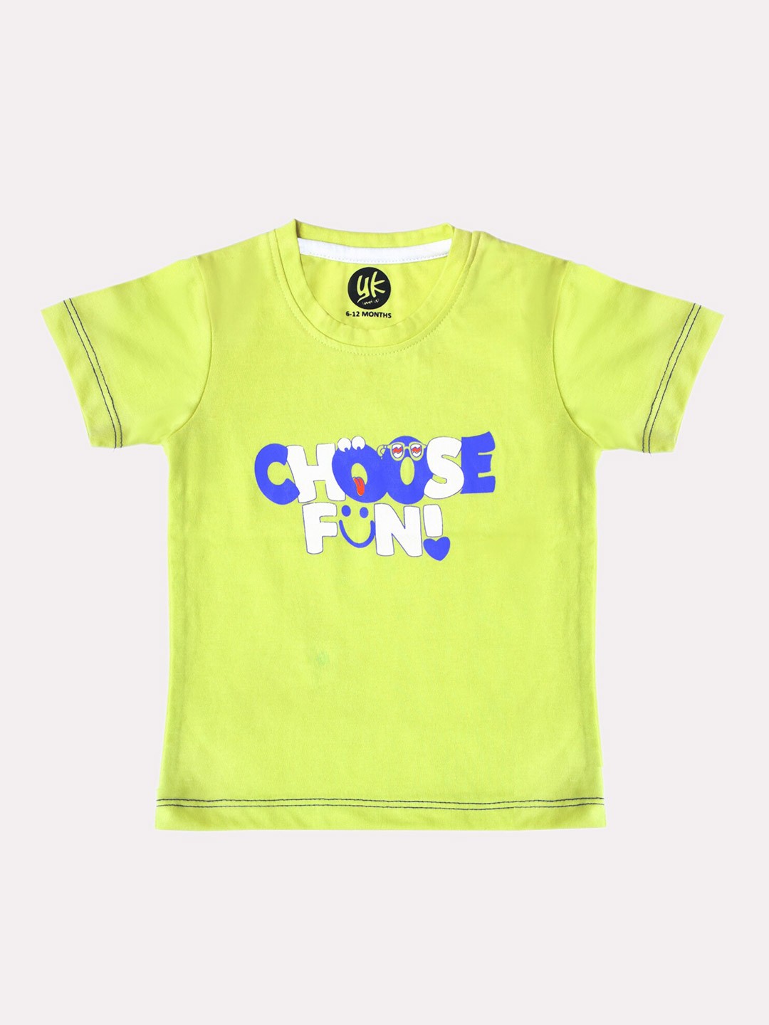 

YK Boys Lime Green Typography Printed Cotton T-shirt