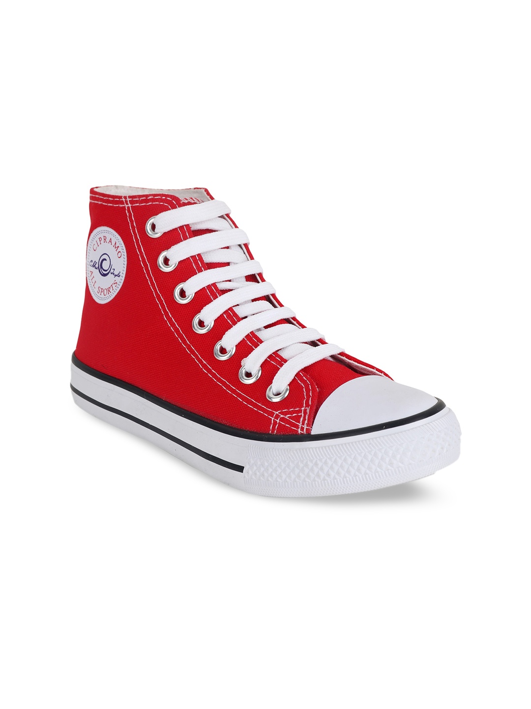 

MOZAFIA Women Canvas Lace-up Casual High Top Sneakers, Red