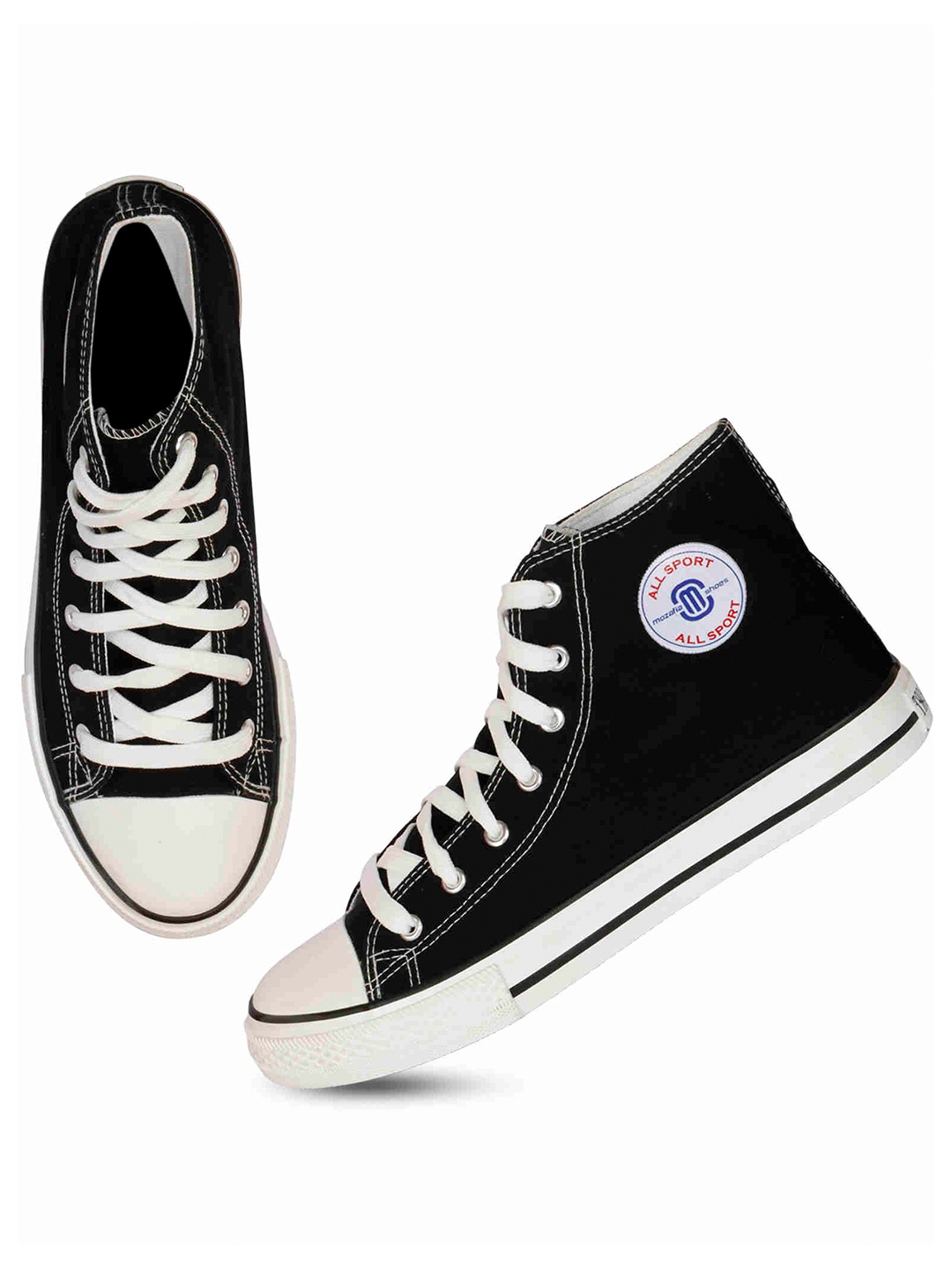 

MOZAFIA Women Canvas Lace-up Casual High Top Sneakers, Black