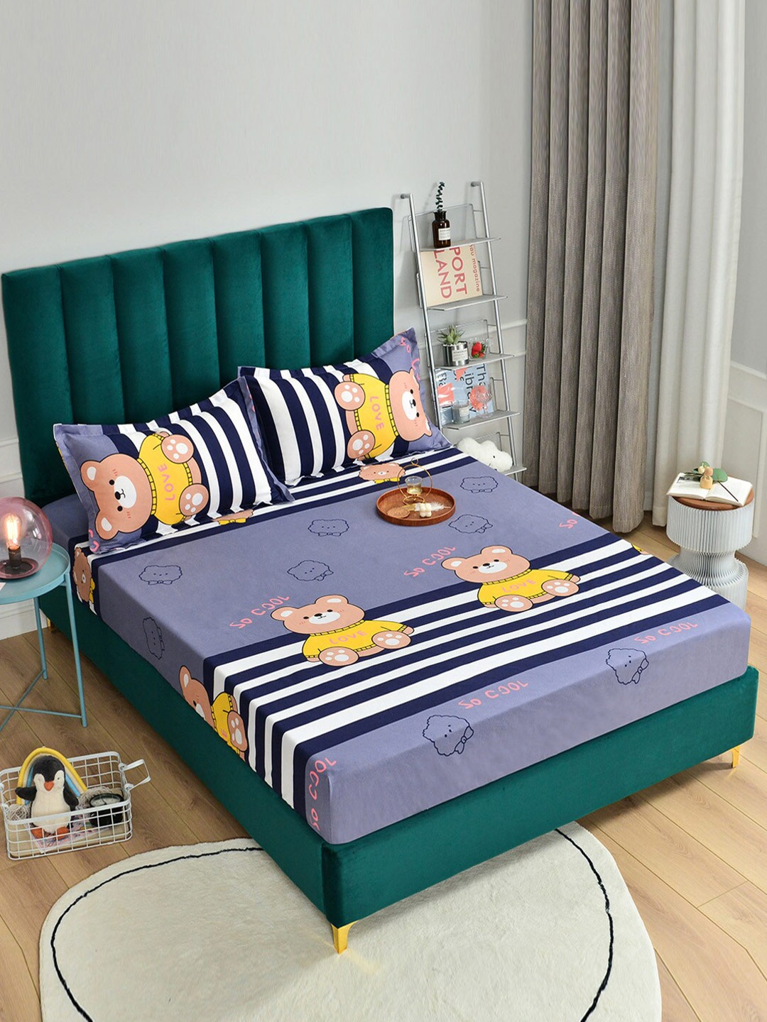 

JC Collection Multicolour 160 TC Queen Cartoon Bedsheet with 2 Pillow Covers, Multi
