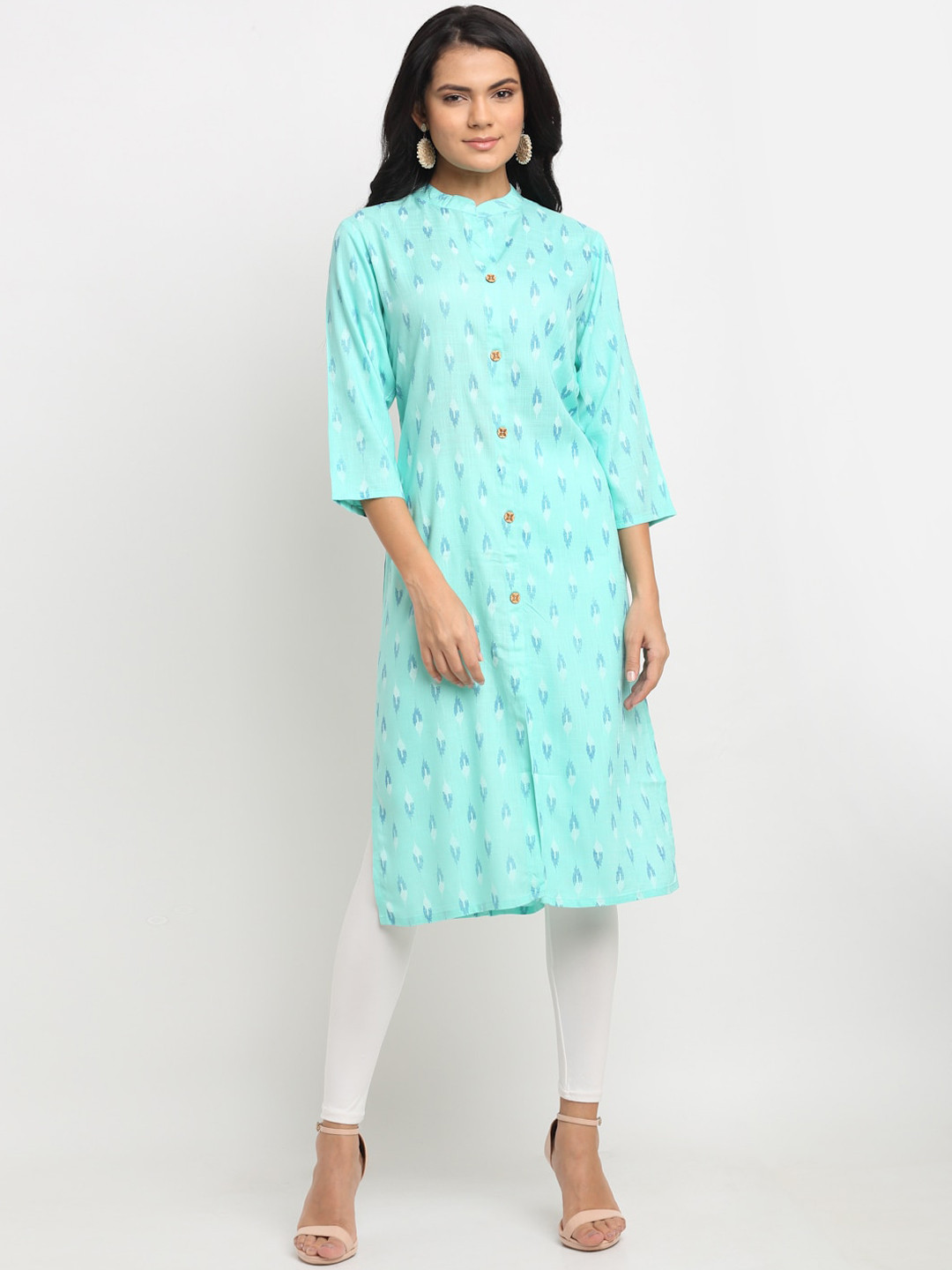 

Aujjessa Women Blue Ethnic Motifs Jacquard Kurta