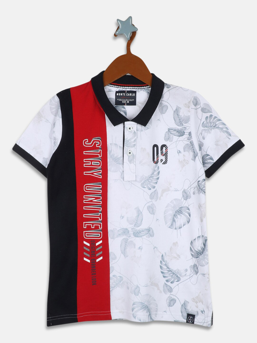 

Monte Carlo Boys White Printed Polo Collar T-shirt