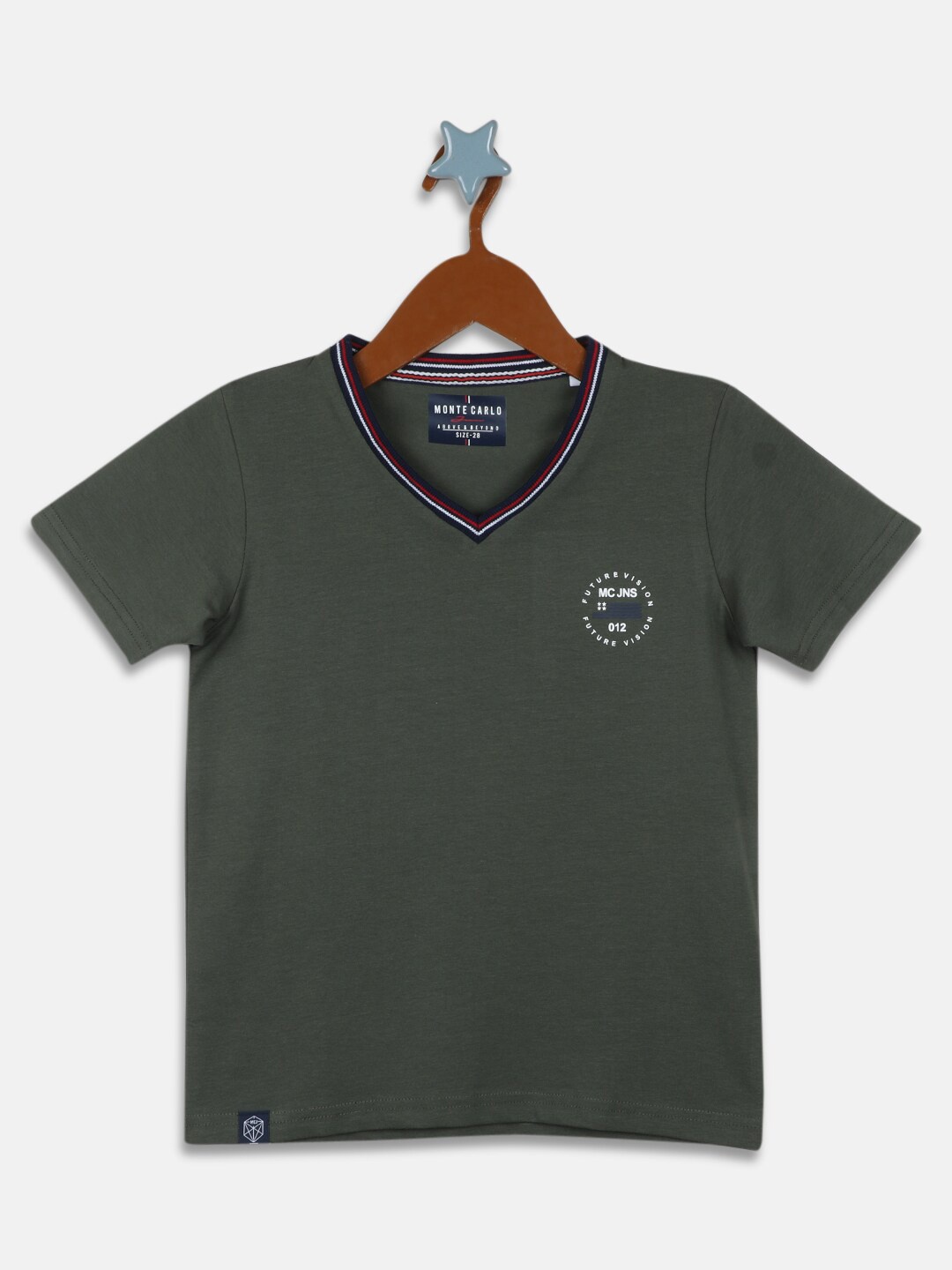 

Monte Carlo Boys Olive Green V-Neck T-shirt