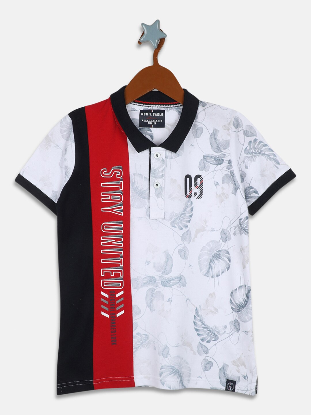 

Monte Carlo Boys White Printed Polo Collar T-shirt