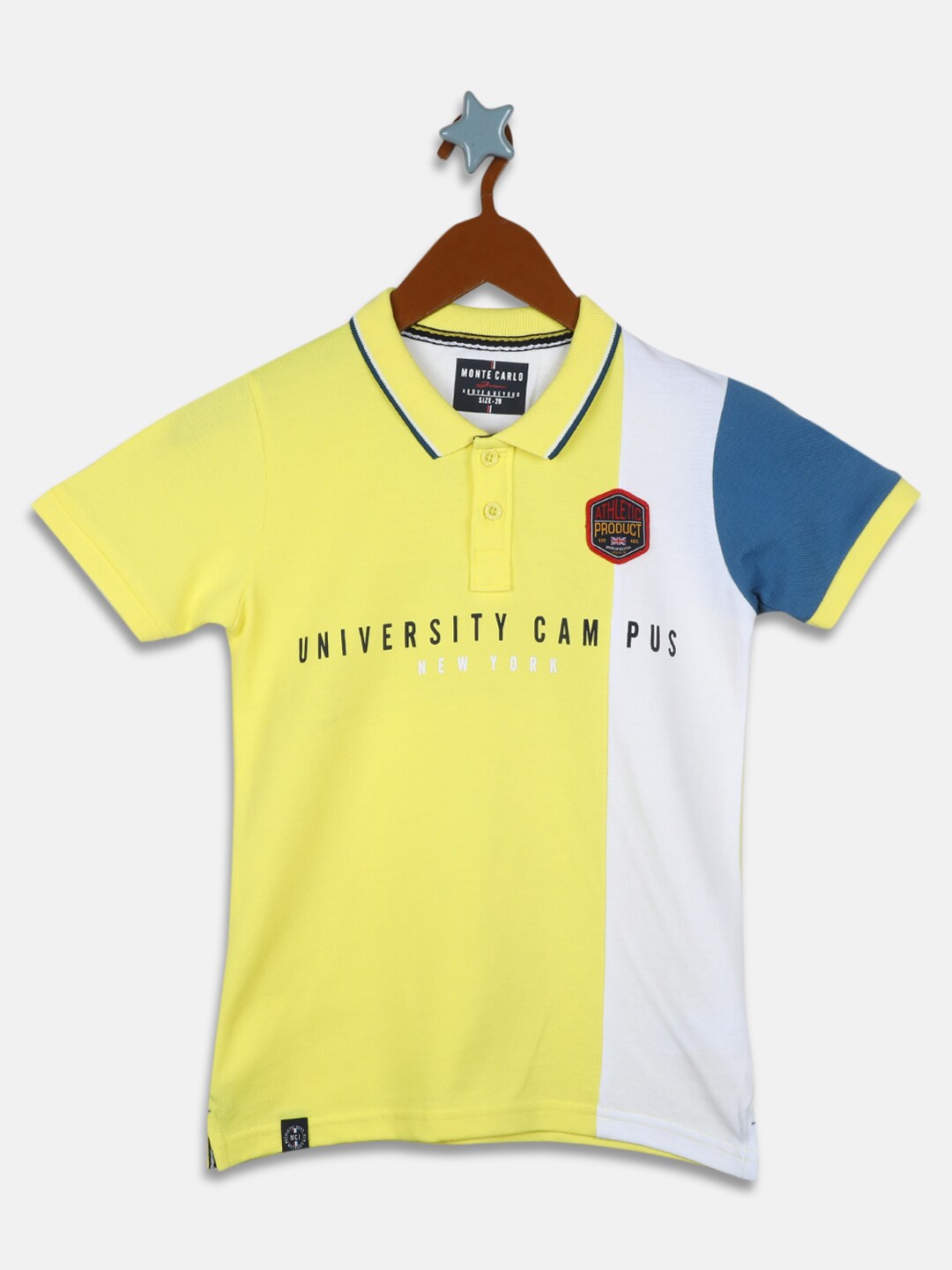 

Monte Carlo Boys Yellow Typography Printed Polo Collar T-shirt