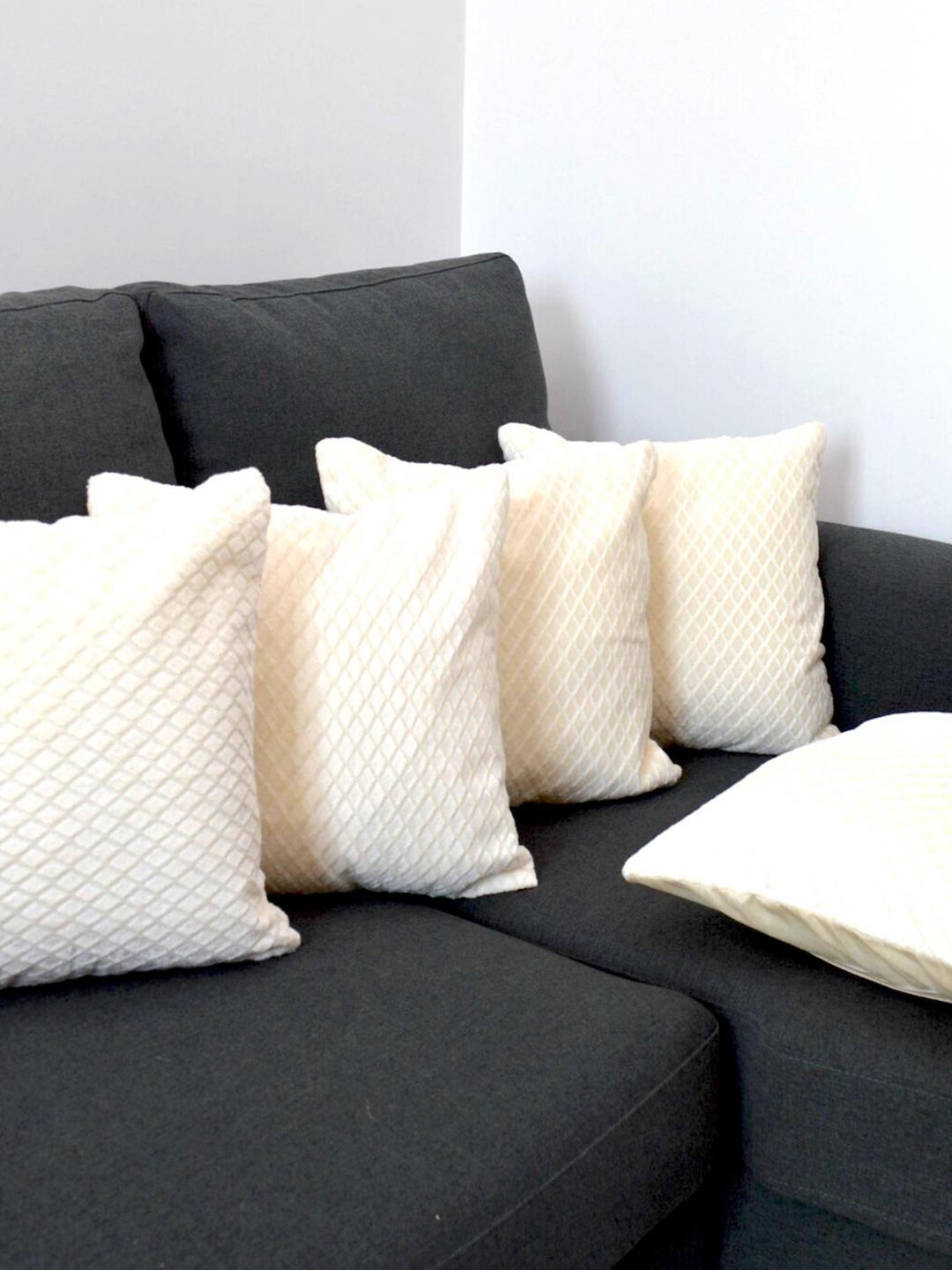 

Tranquil square White Set of 5 Self Design Square Cushion Covers