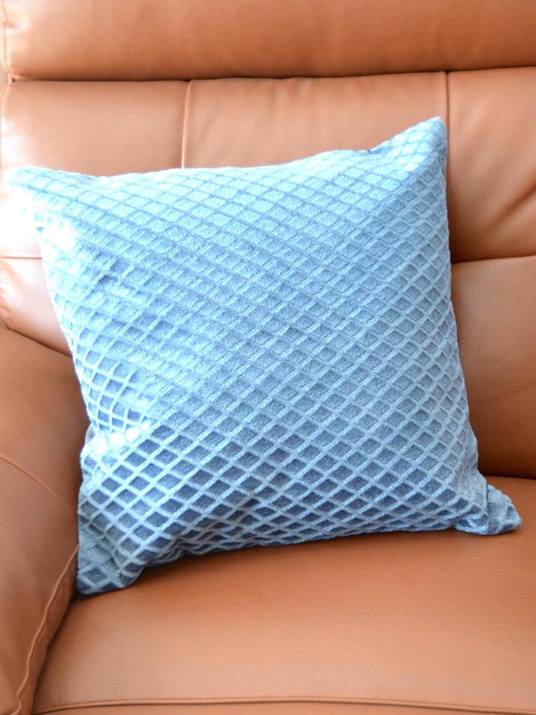 

Tranquil square Blue Set of 5 Geometric Cotton Square Cushion Covers