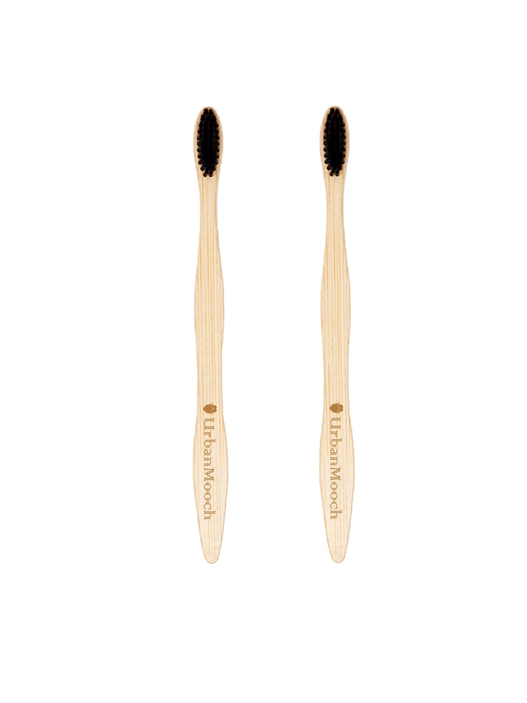 

UrbanMooch Set of 2 Bamboo Charcoal Infused Floss-Tip Bristles Toothbrush, Beige