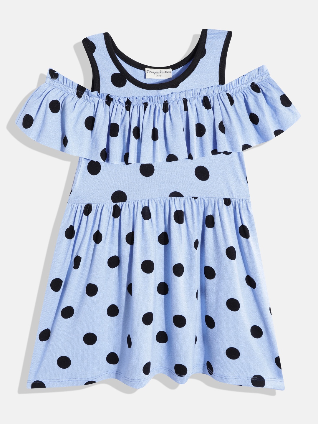 

CrayonFlakes Girls Blue Polka Dots Printed A-Line Dress