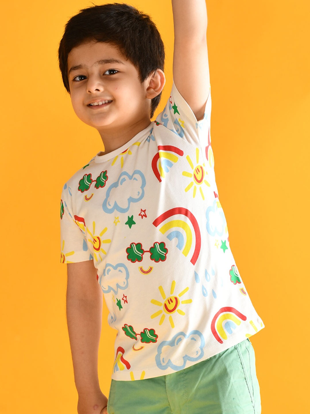 

Anthrilo Boys White Printed T-shirt