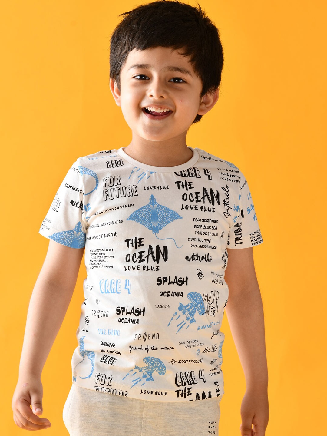 

Anthrilo Boys White Typography Printed T-shirt