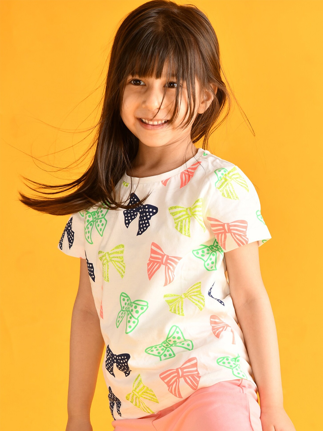 

Anthrilo Girls White Printed T-shirt