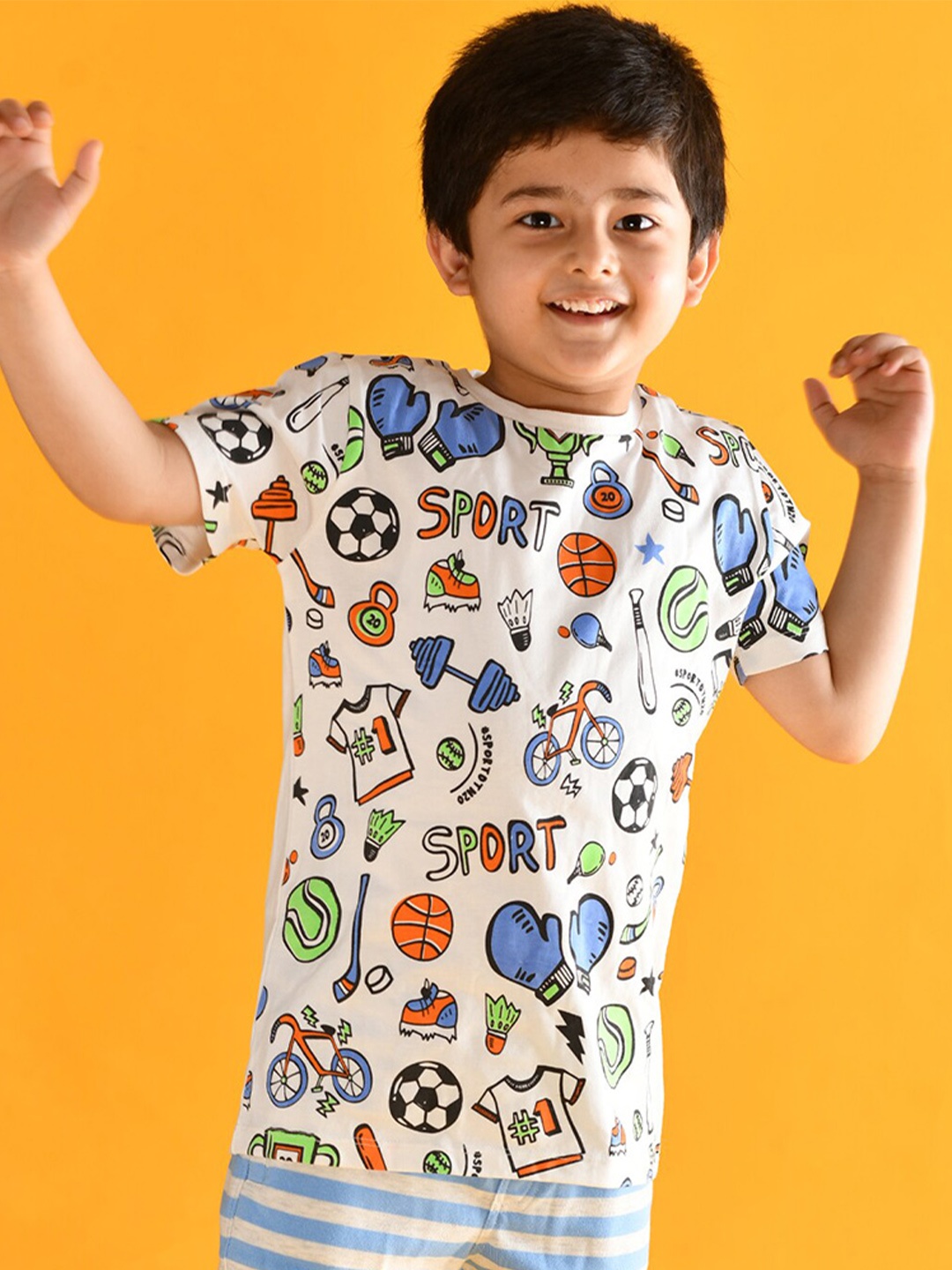 

Anthrilo Boys White Printed T-shirt