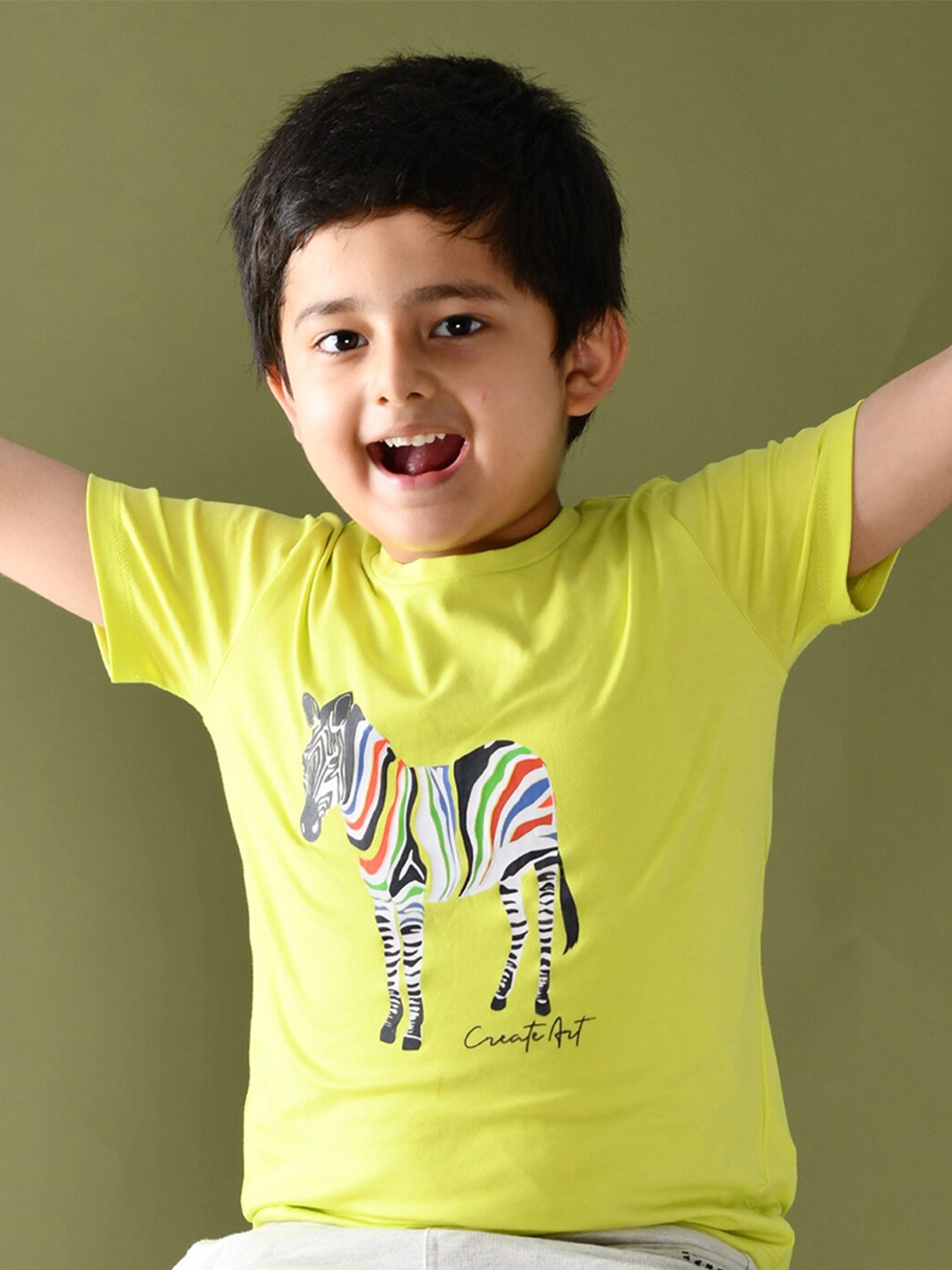 

Anthrilo Boys Lime Green Printed T-shirt