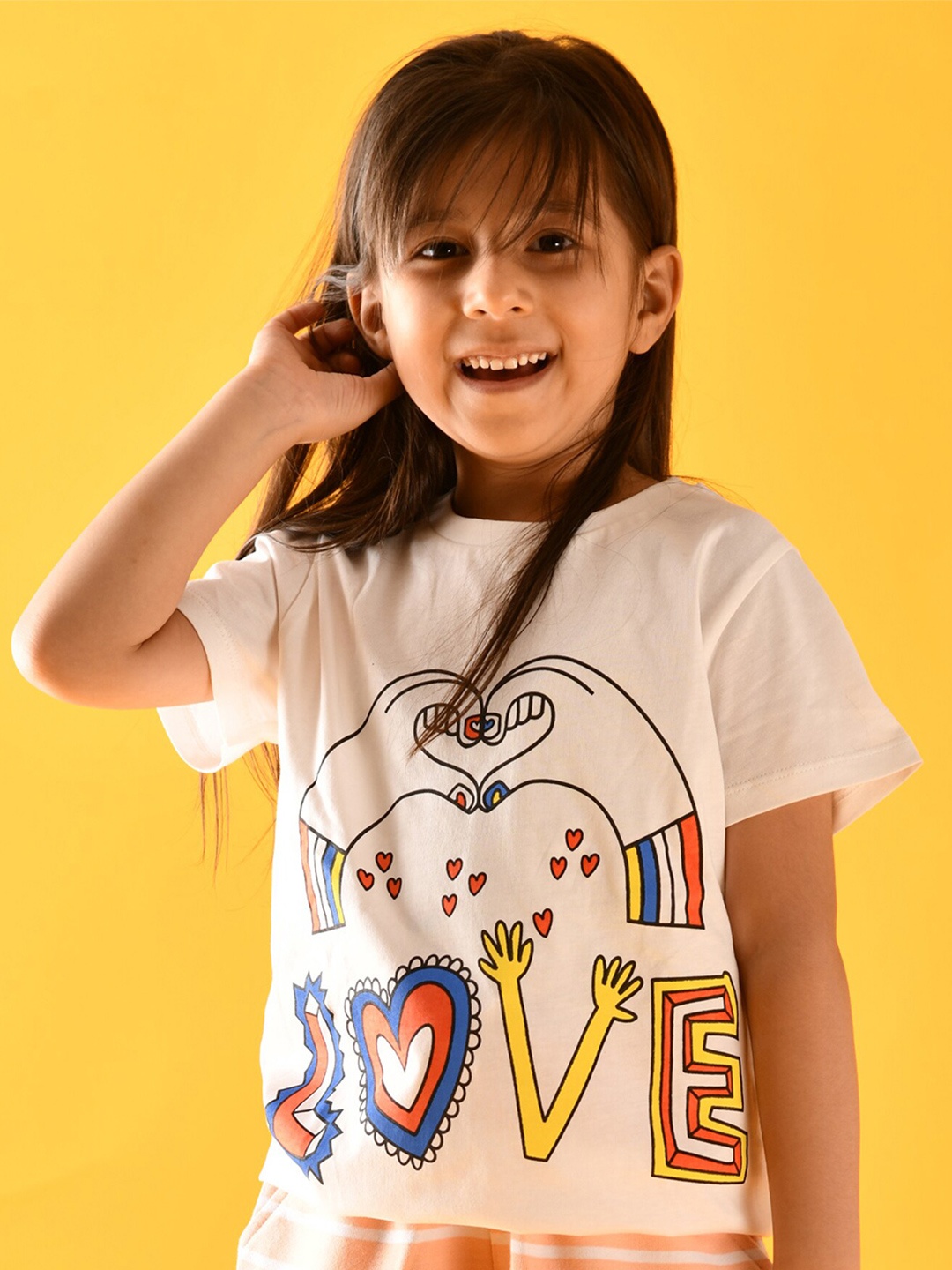 

Anthrilo Girls White Typography Printed T-shirt