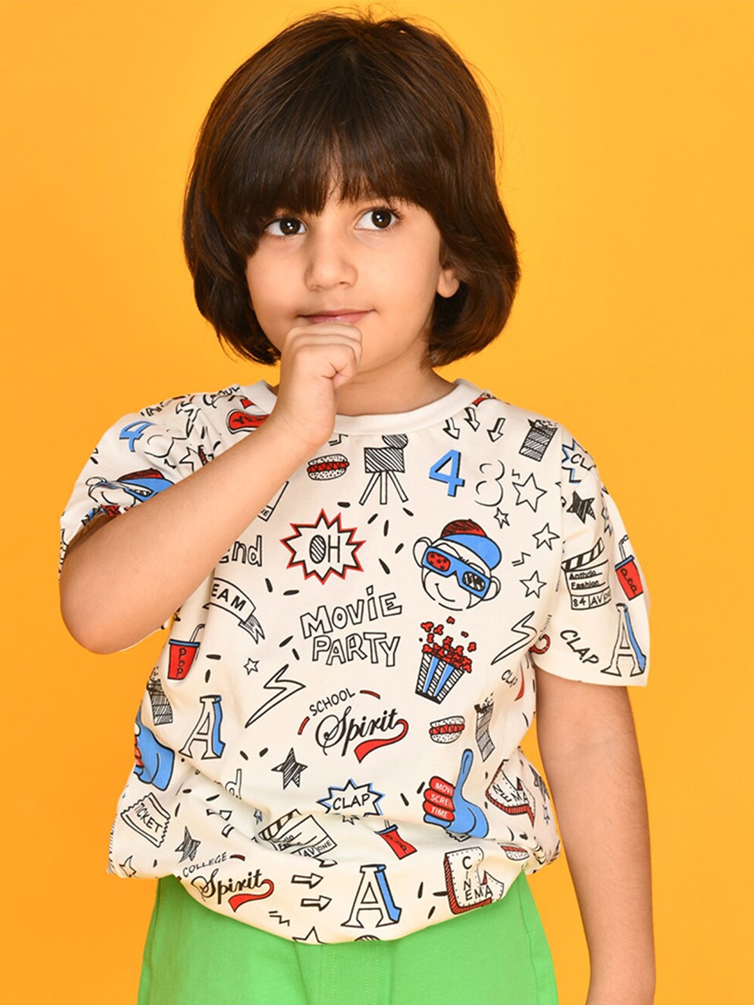 

Anthrilo Boys White Printed T-shirt