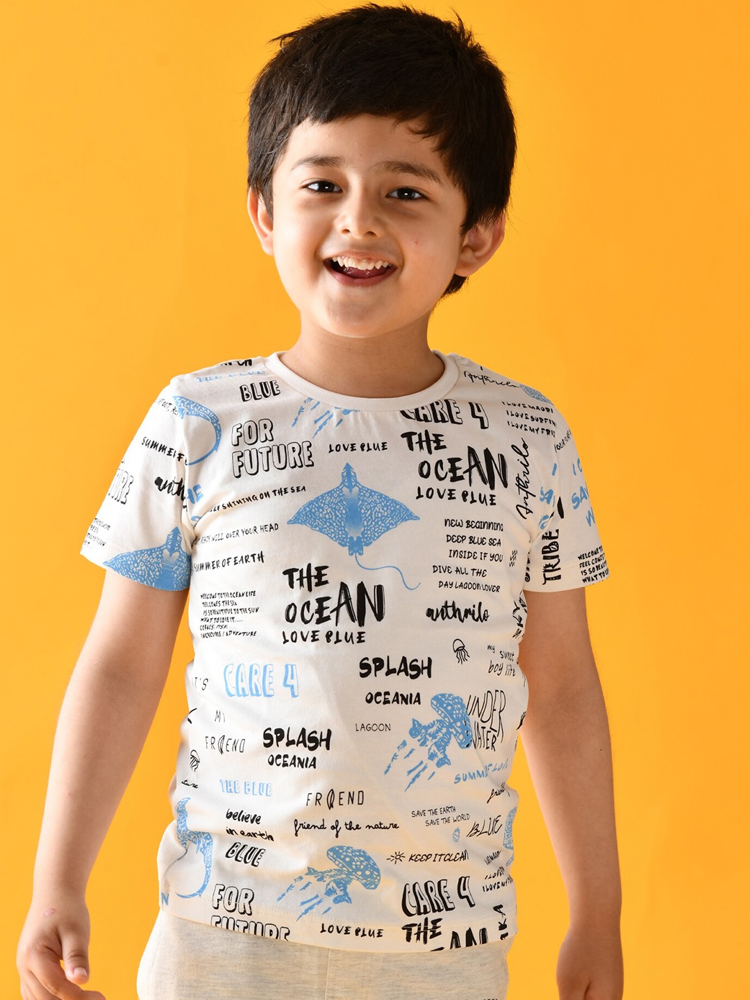 

Anthrilo Boys White Typography Printed T-shirt