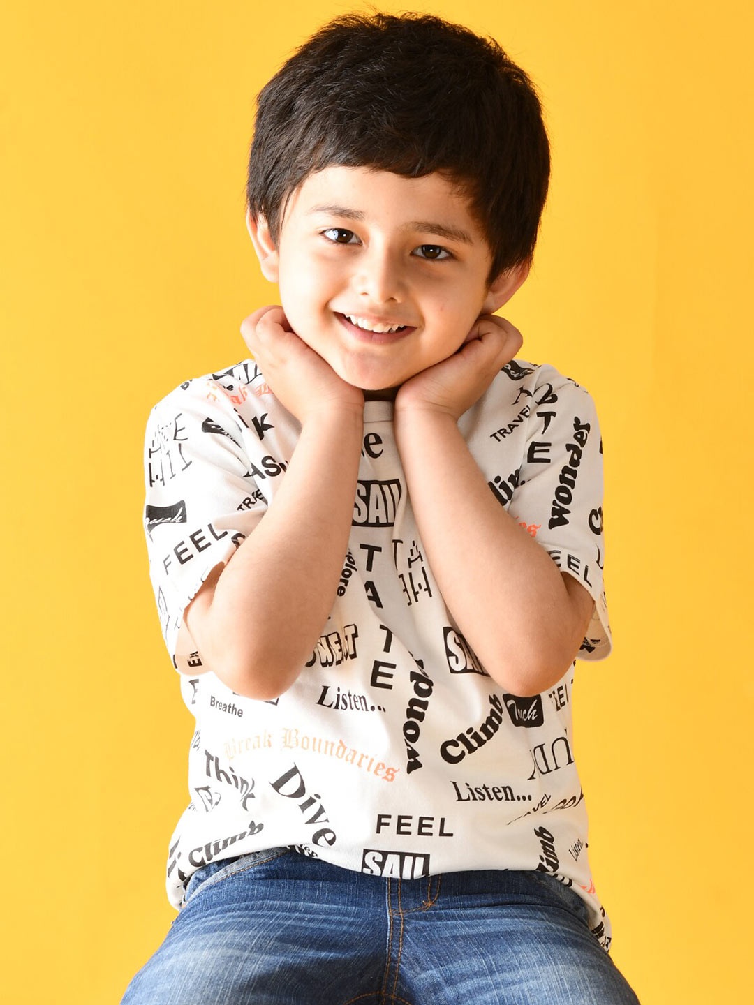 

Anthrilo Boys White Typography Printed T-shirt