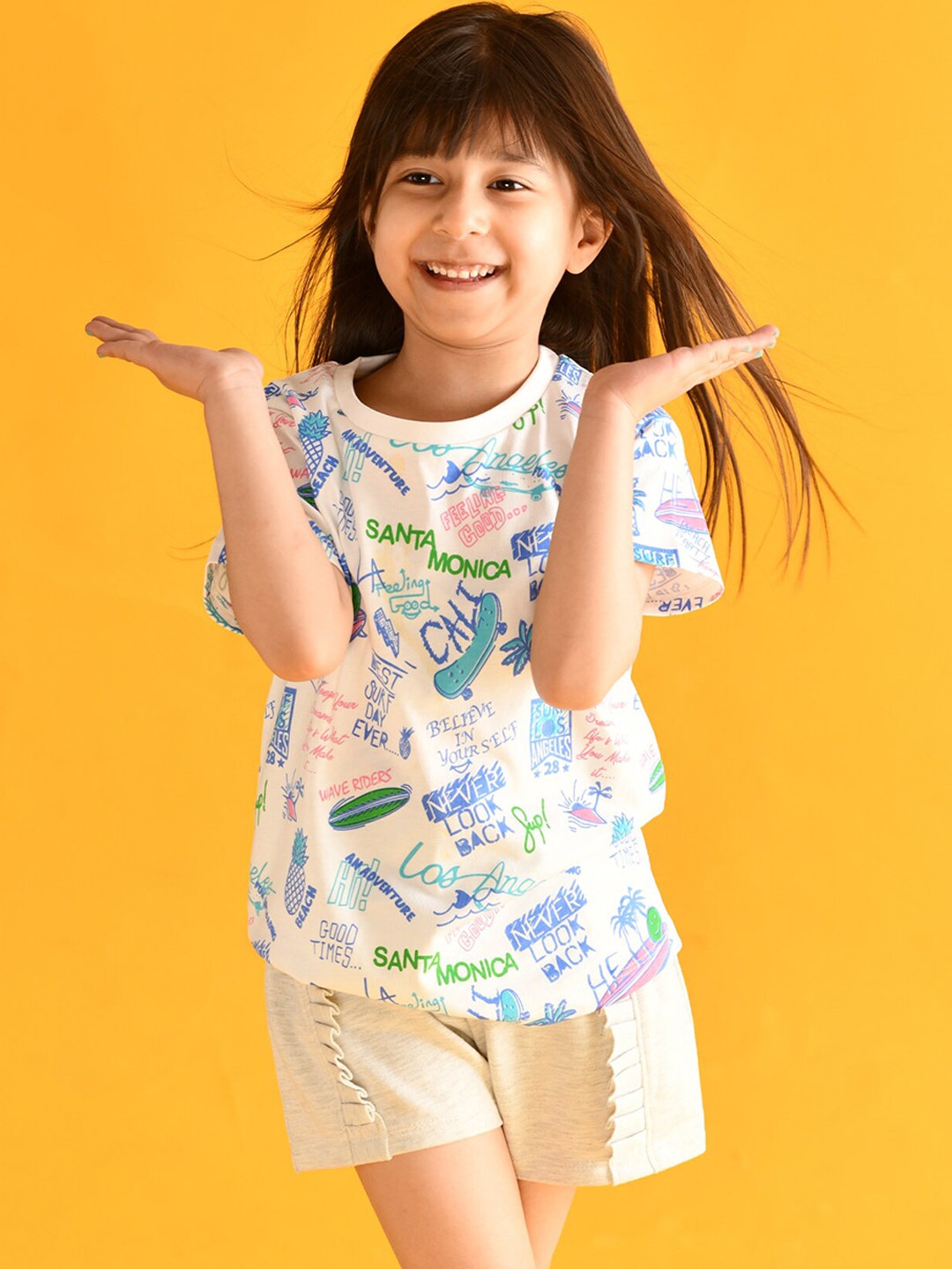 

Anthrilo Girls Grey Melange Cotton Shorts
