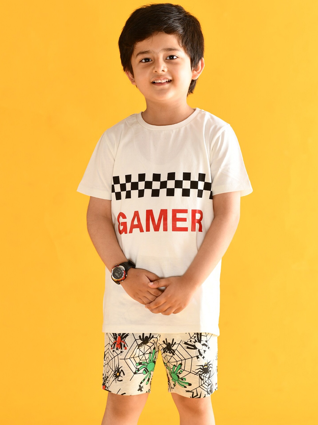 

Anthrilo Boys Grey Melange Printed Shorts