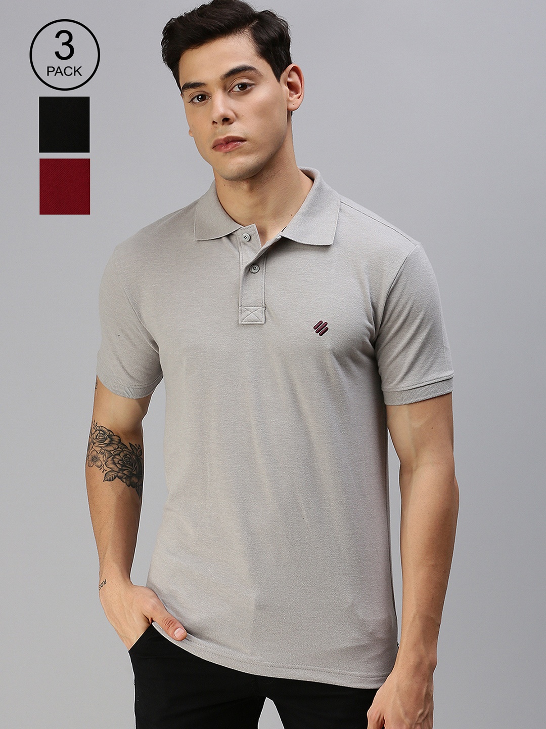 

ONN Pack of 3 Polo T-shirts, Black
