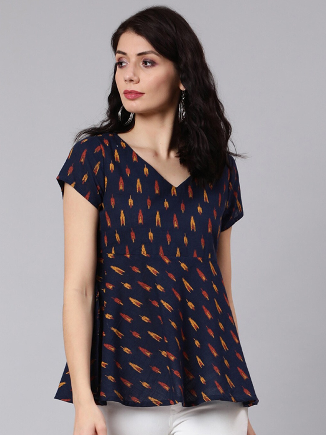 

Awadhi Blue & Red Printed Tunic