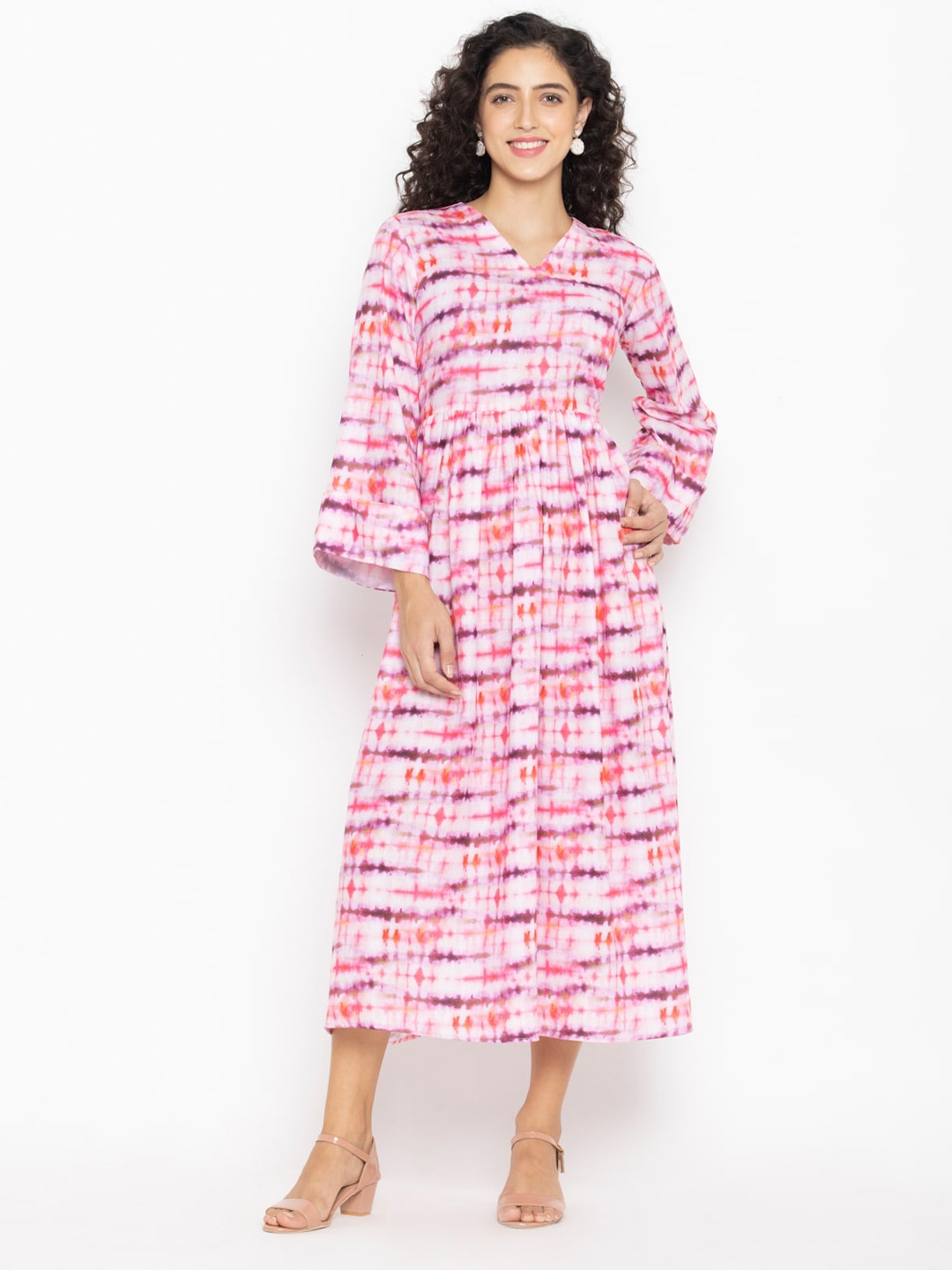 

SEW YOU SOON Pink & Purple Tie and Dye Dyed Midi Dress