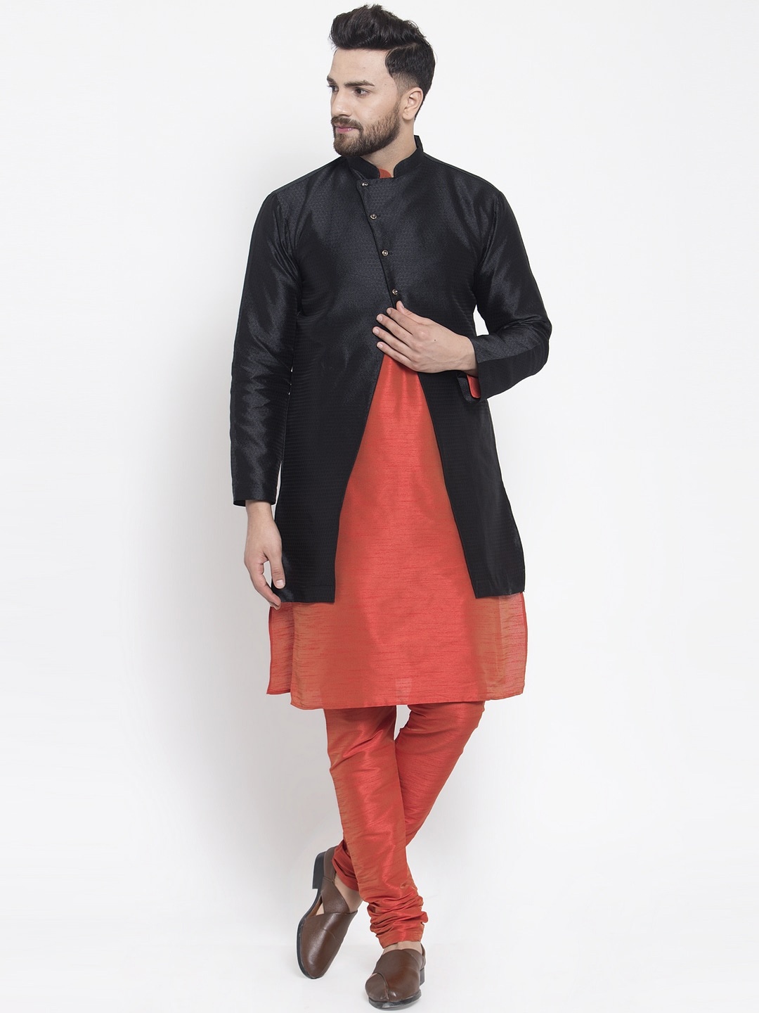 

Kaifoo Men Orange Kurta With Churidar