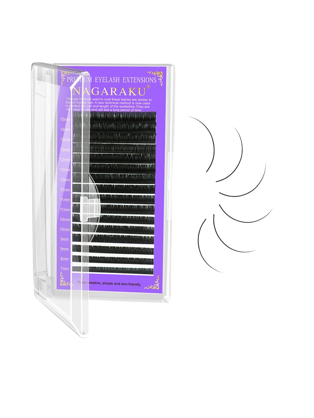 

NAGARAKU Premium Classic Matte Black 16 Rows Synthetic Eyelash Extensions - Curl-N