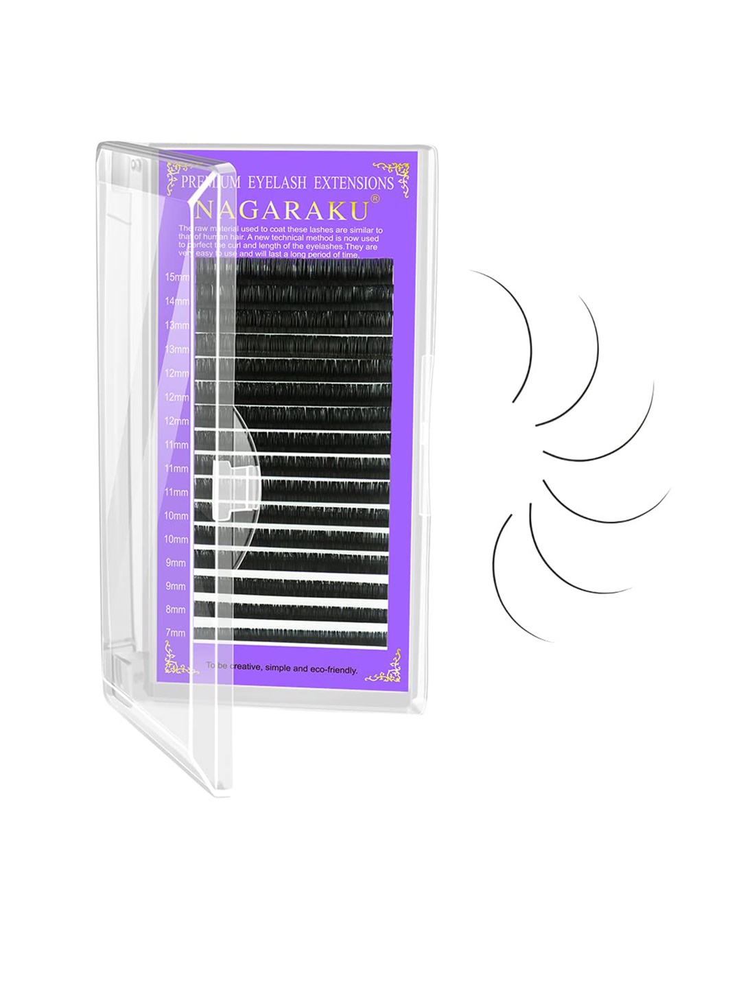 

NAGARAKU Premium Classic Matte Black 16 Rows Synthetic Eyelash Extensions - Curl-C