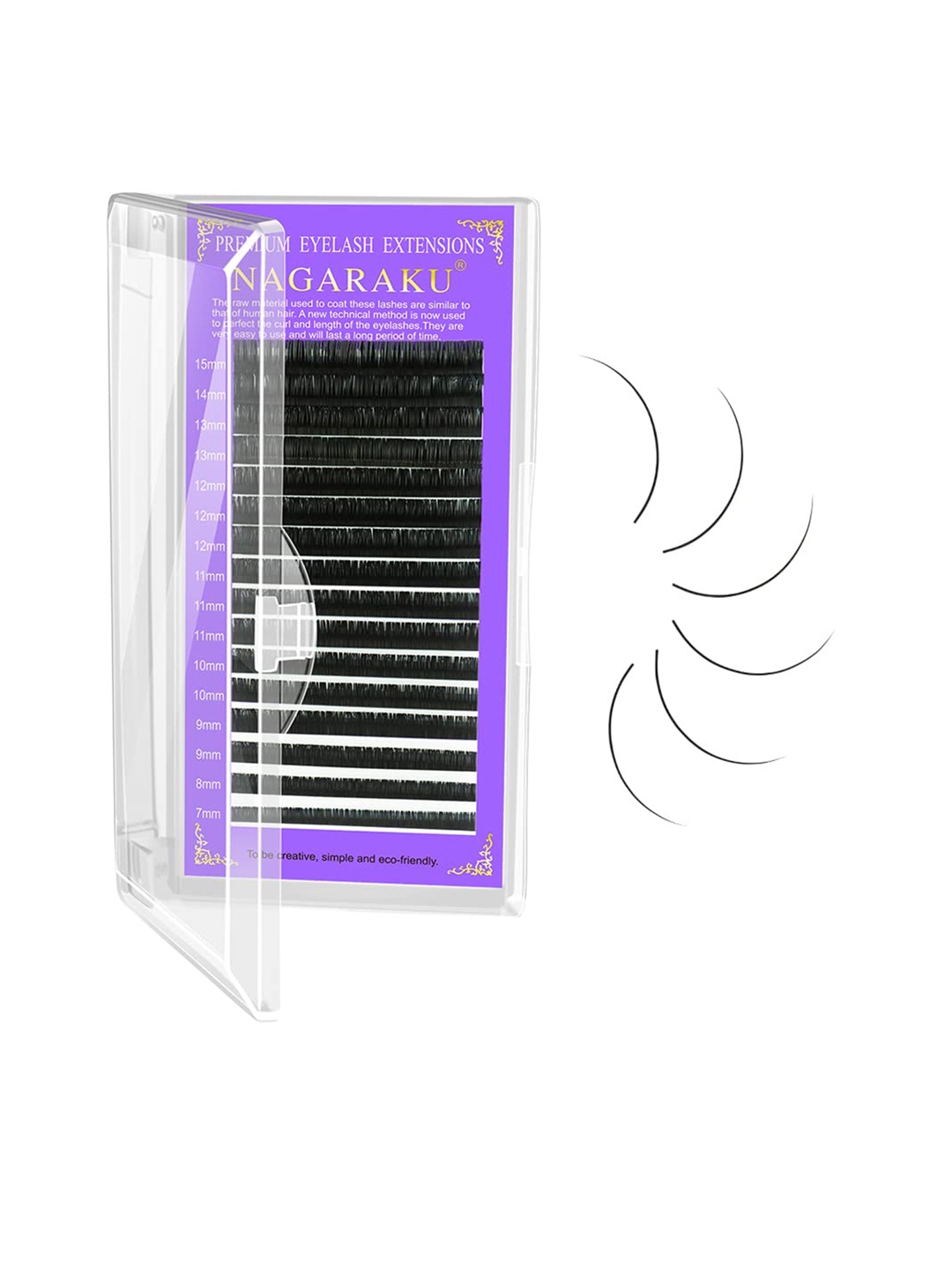 

NAGARAKU Individual Premium Classic Matte Synthetic 16 Rows Eyelash Extensions - Curl DD, Black