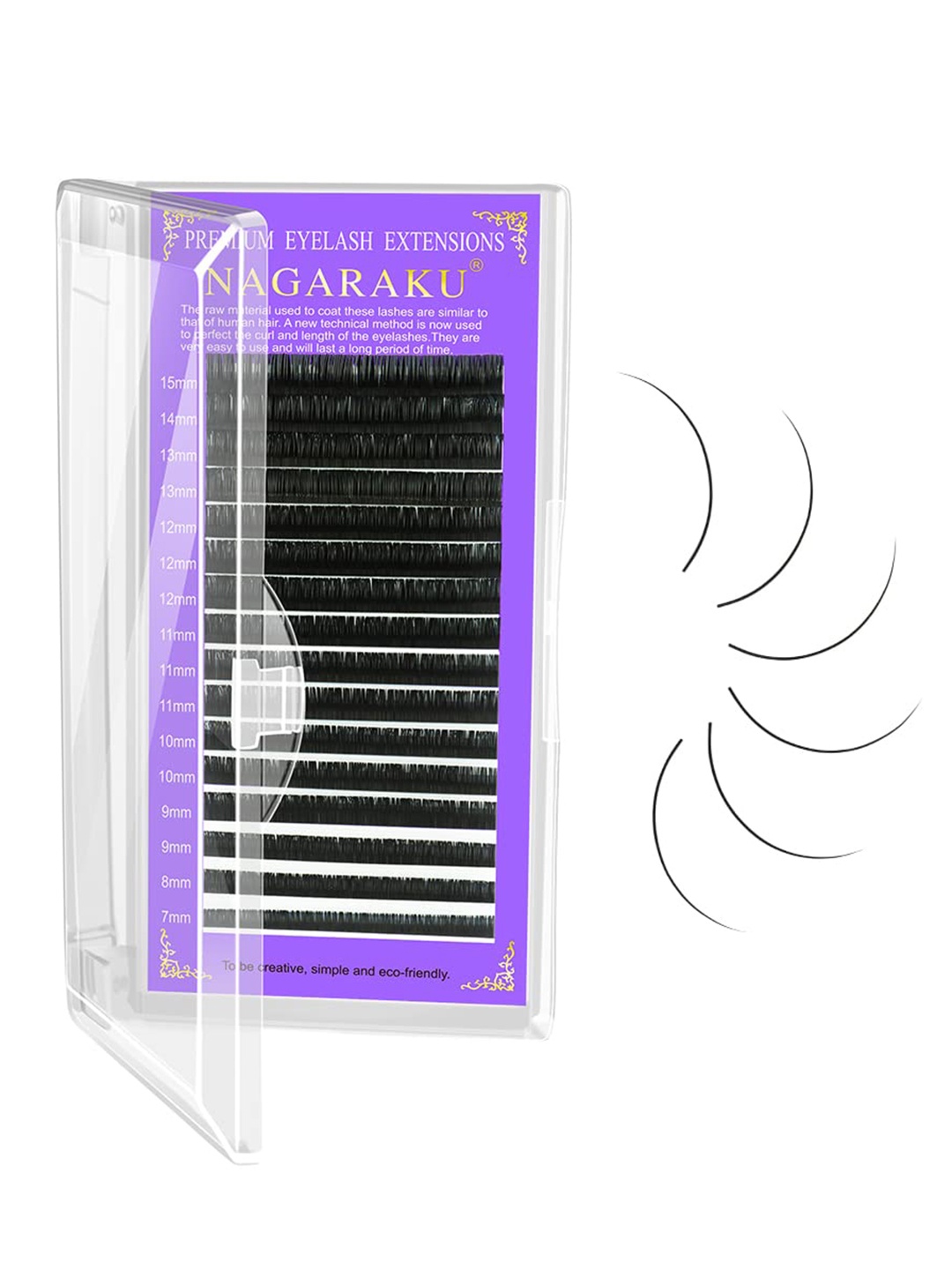

NAGARAKU Premium Classic Matte Black 16 Rows Synthetic Eyelash Extensions - Curl B