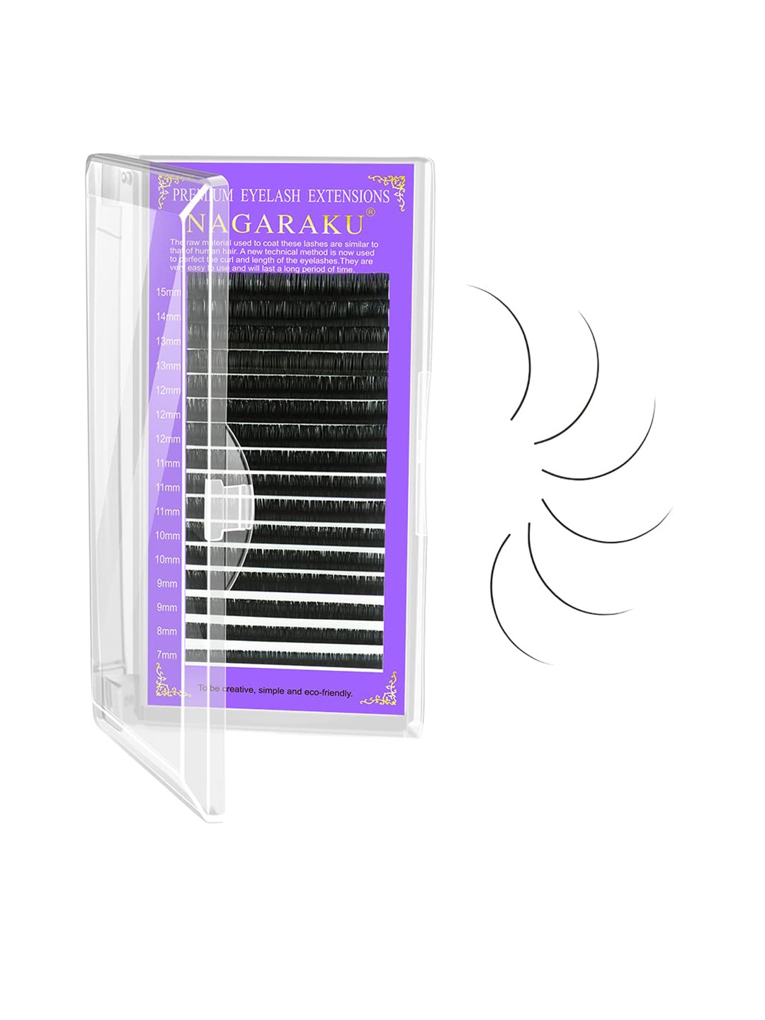 

NAGARAKU Premium Classic Matte Black 16 Rows Synthetic Eyelash Extensions - Curl B