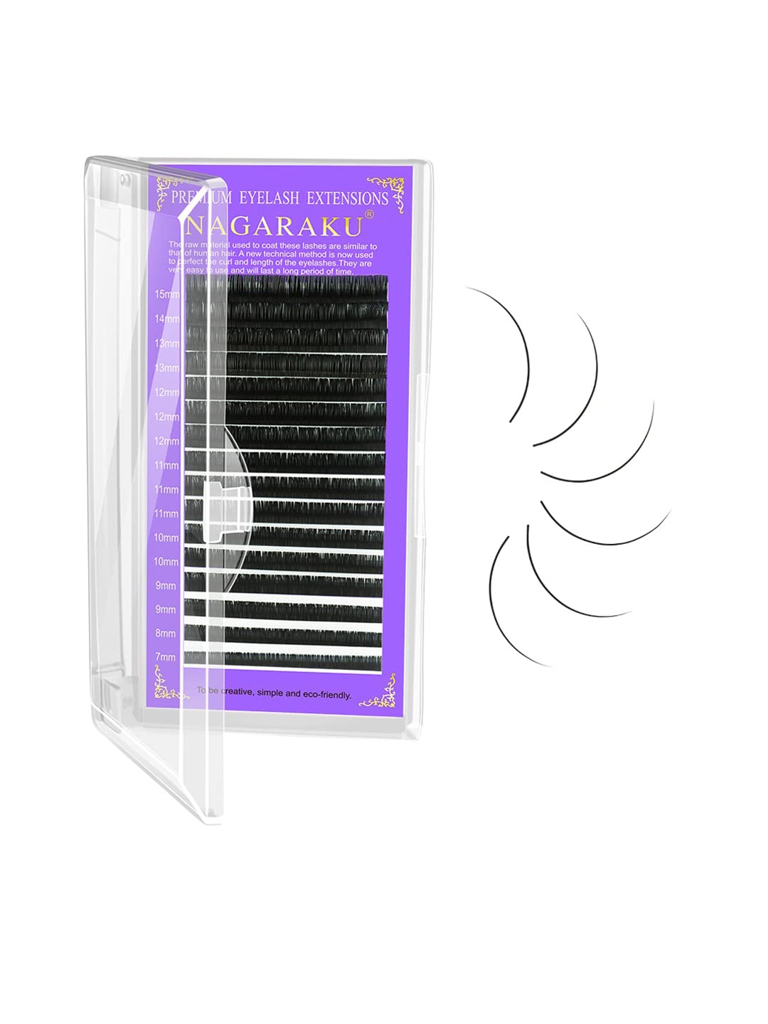 

NAGARAKU Premium Classic Matte Black 16 Rows Synthetic Eyelash Extensions - Curl B