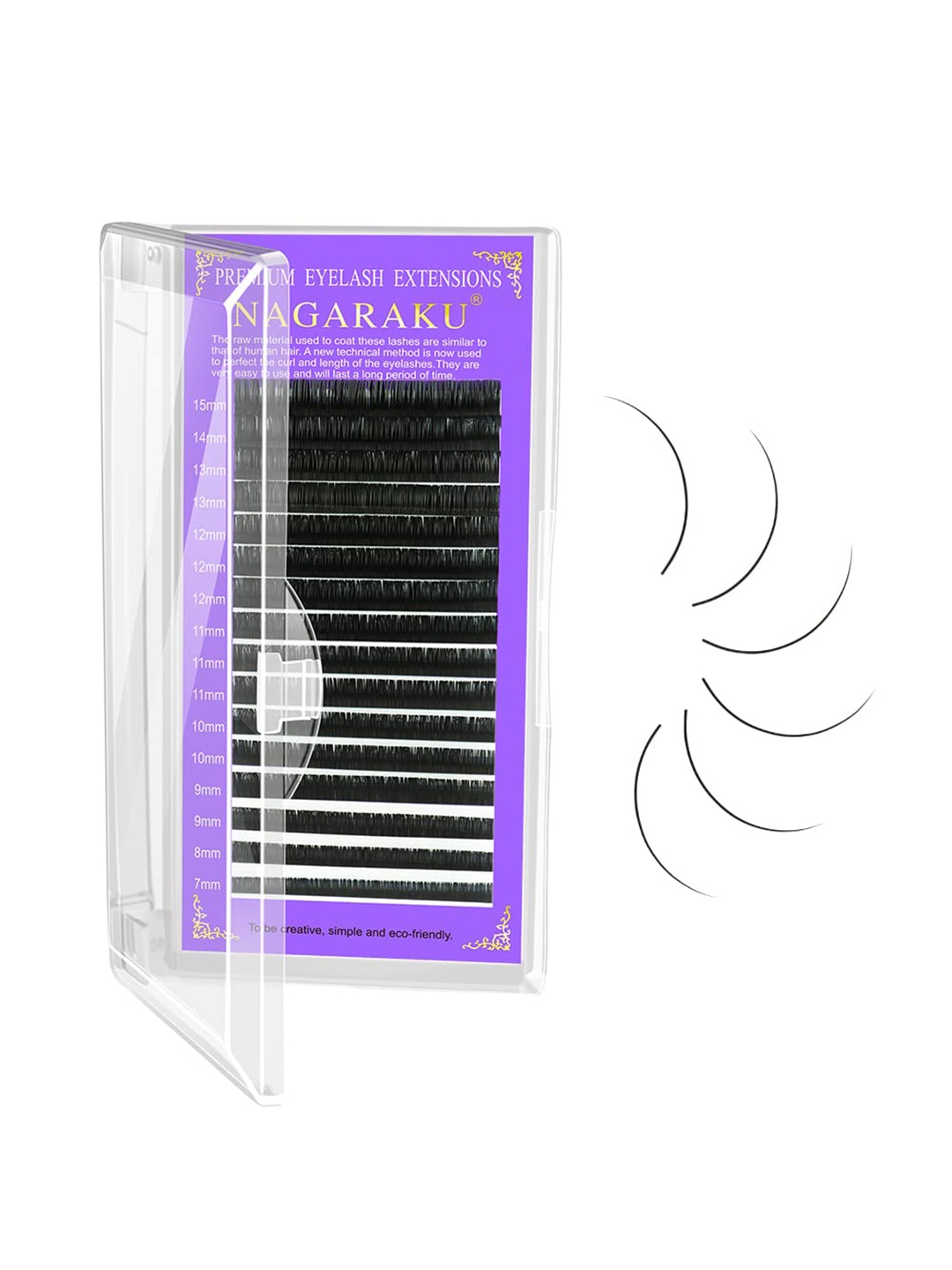 

NAGARAKU Premium Classic Matte Black 16 Rows Synthetic Eyelash Extensions - Curl C