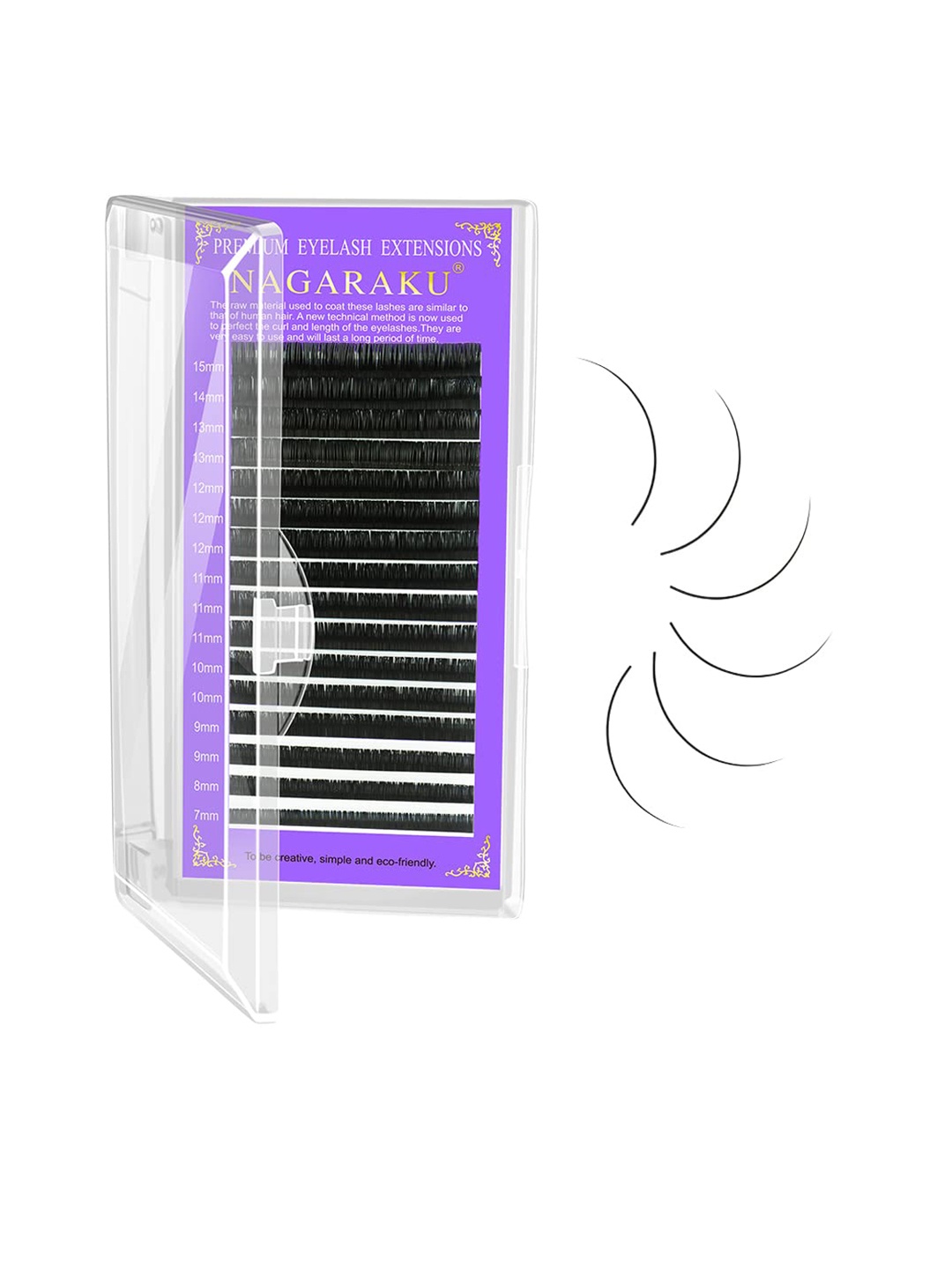 

NAGARAKU Premium Classic Matte Black 16 Rows Synthetic Eyelash Extensions - Curl C